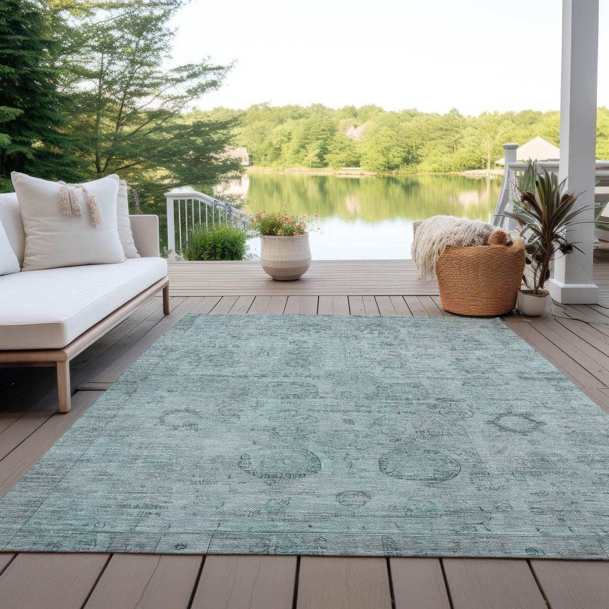 Addison Rugs Laeanor Teal Washable Indoor-Outdoor Rug