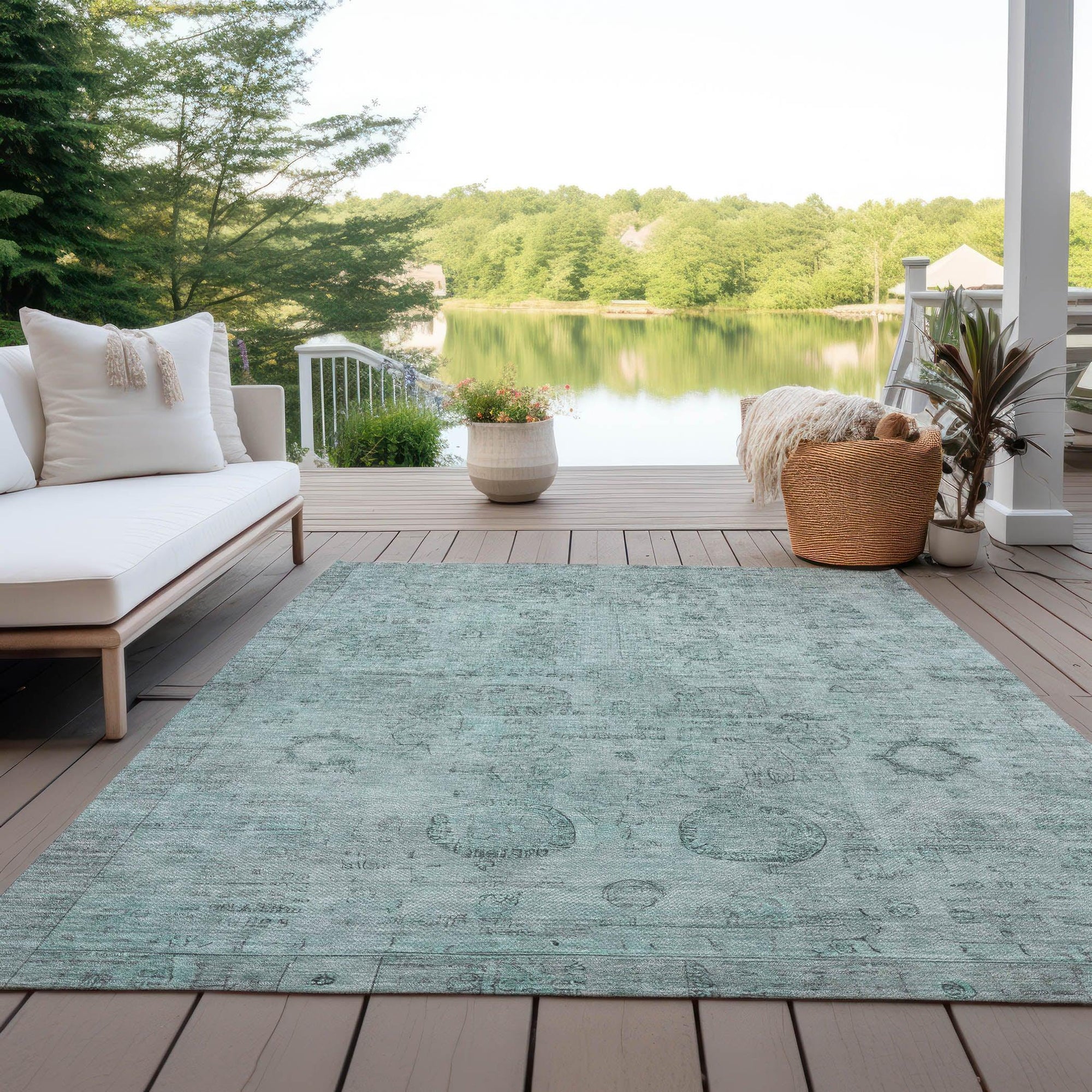 Addison Rugs Laeanor Teal Washable Indoor-Outdoor Rug
