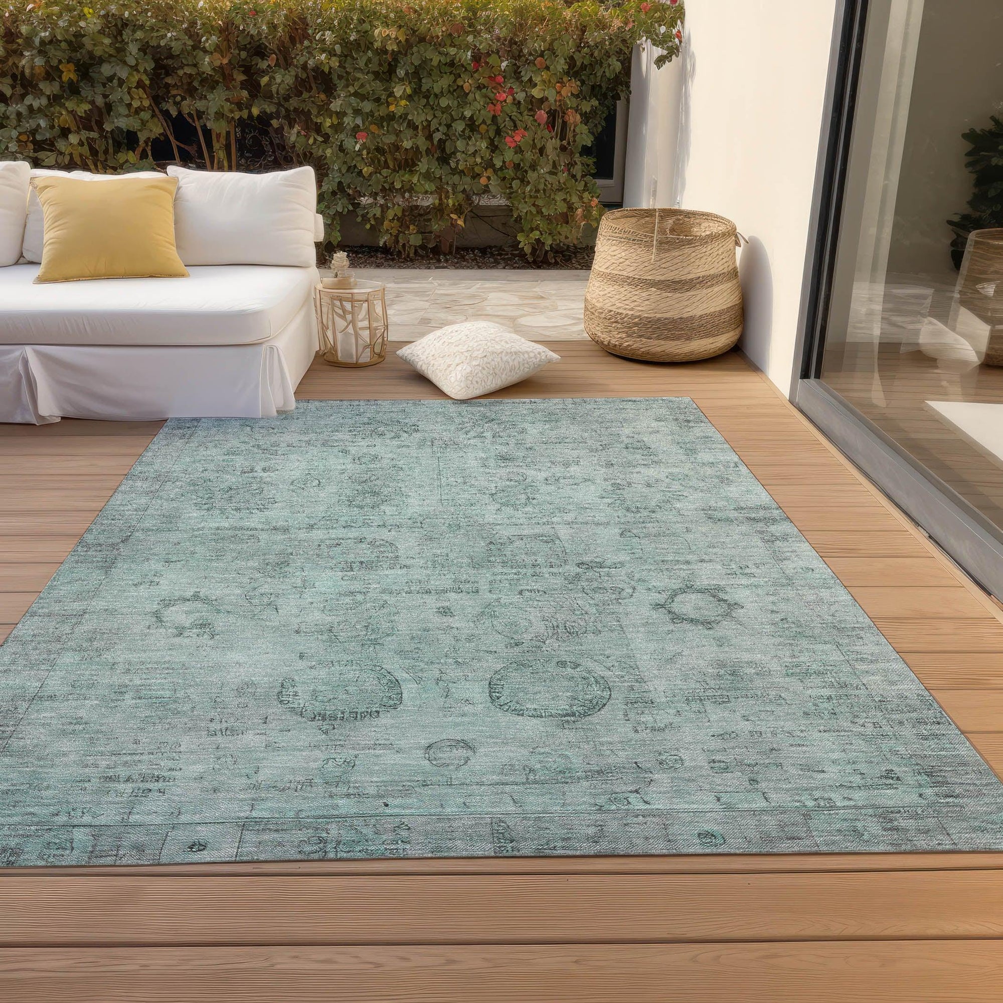 Addison Rugs Laeanor Teal Washable Indoor-Outdoor Rug