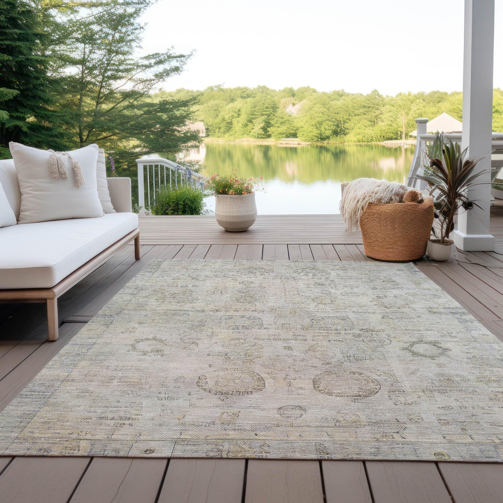 Addison Rugs Laeanor Ivory Washable Indoor-Outdoor Rug