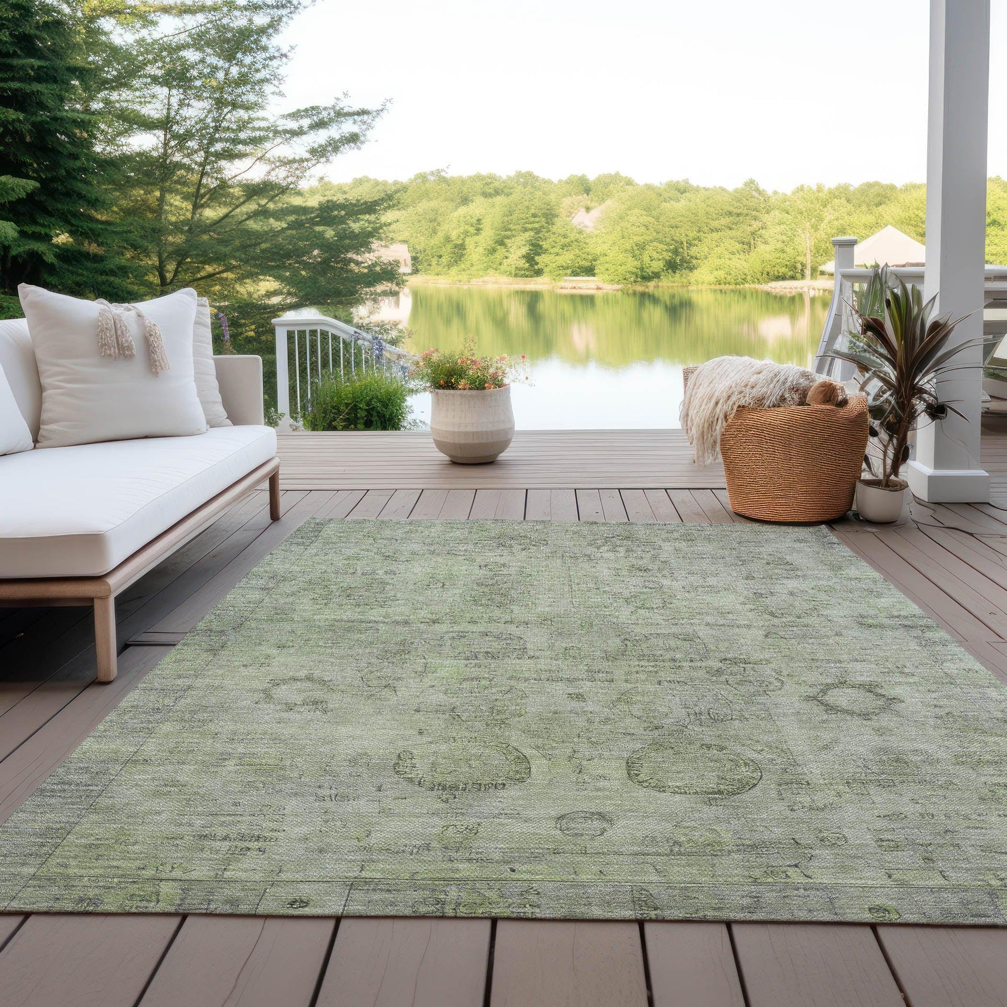 Addison Rugs Laeanor Green Washable Indoor-Outdoor Rug