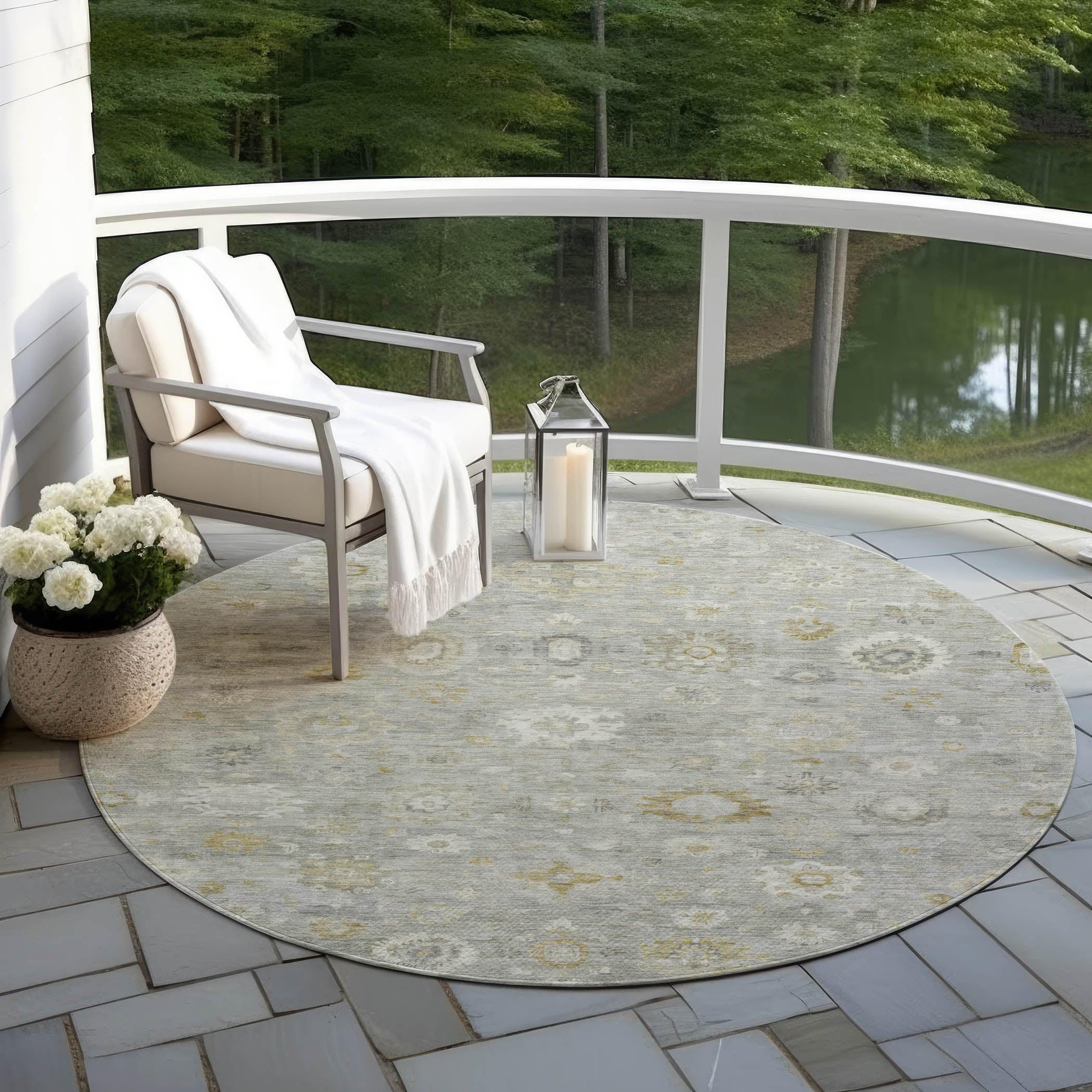 Laeara Gray Washable Indoor-Outdoor Rug