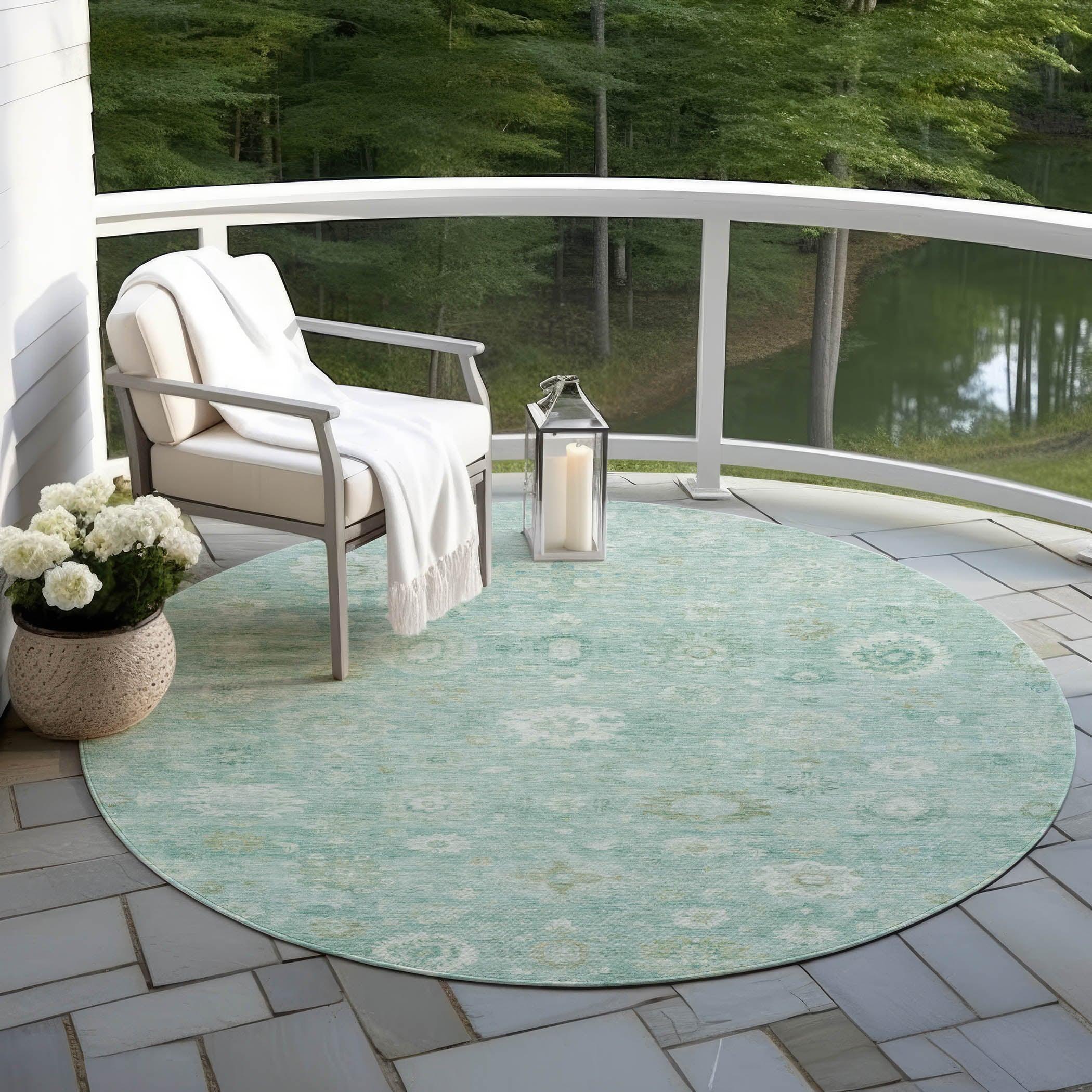 Laeara Teal Washable Indoor-Outdoor Rug