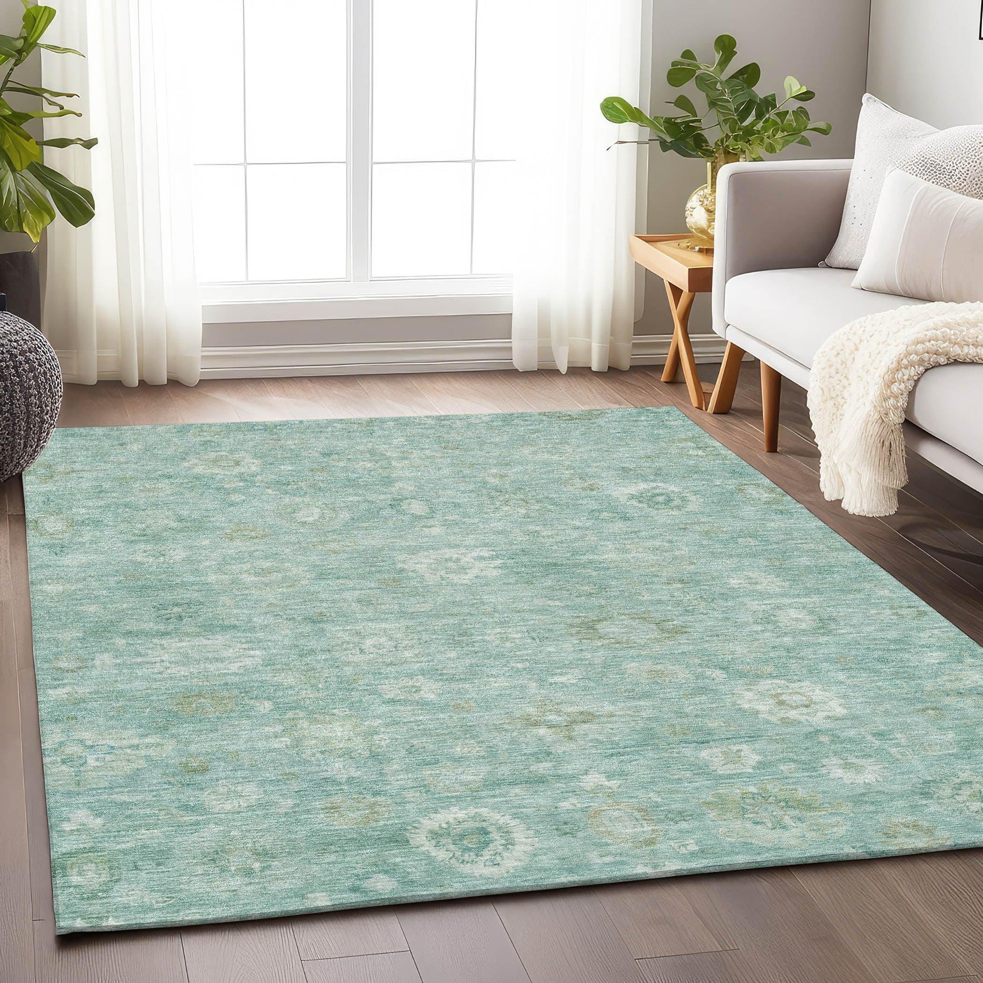 Addison Rugs Laeara Teal Washable Indoor-Outdoor Rug