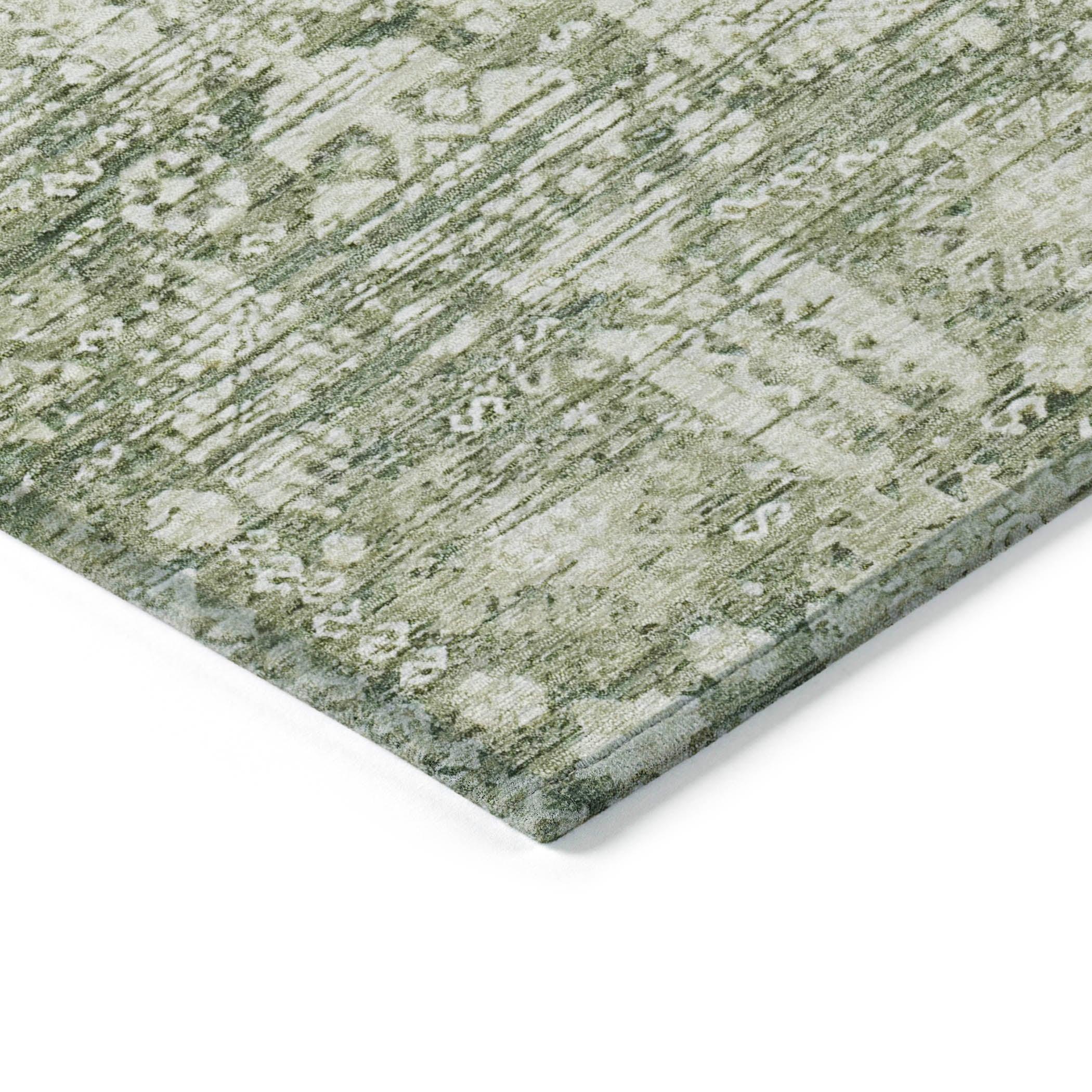 Laearis Green Washable Indoor-Outdoor Rug