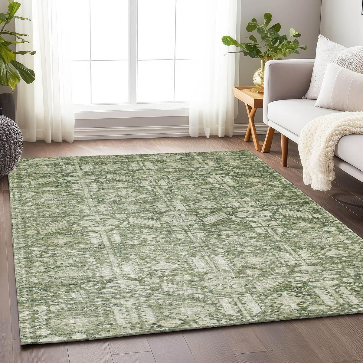 Addison Rugs Laearis Green Washable Indoor-Outdoor Rug