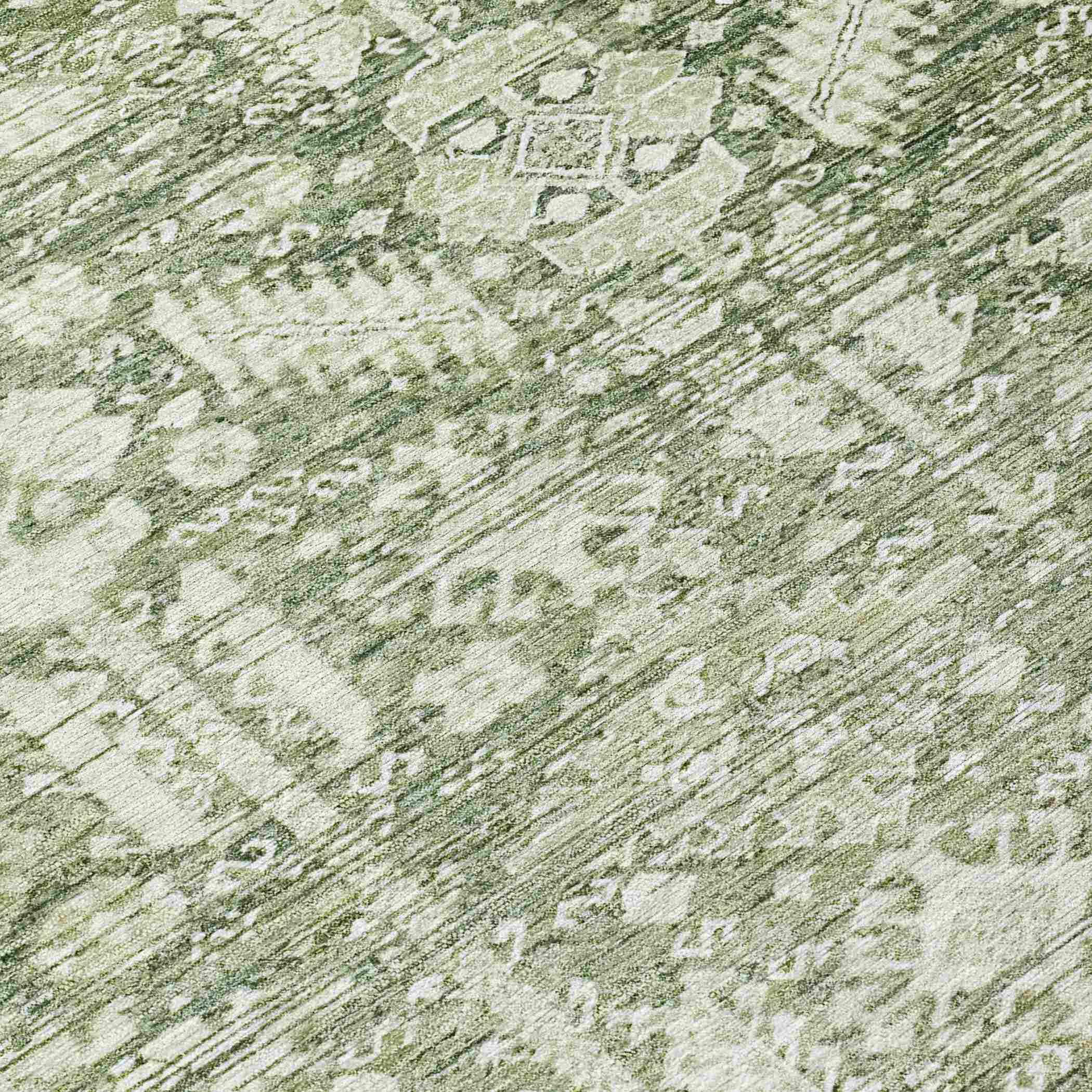 Laearis Green Washable Indoor-Outdoor Rug