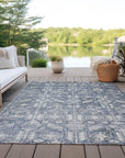 Laearis Blue Washable Indoor-Outdoor Rug