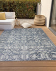 Laearis Blue Washable Indoor-Outdoor Rug