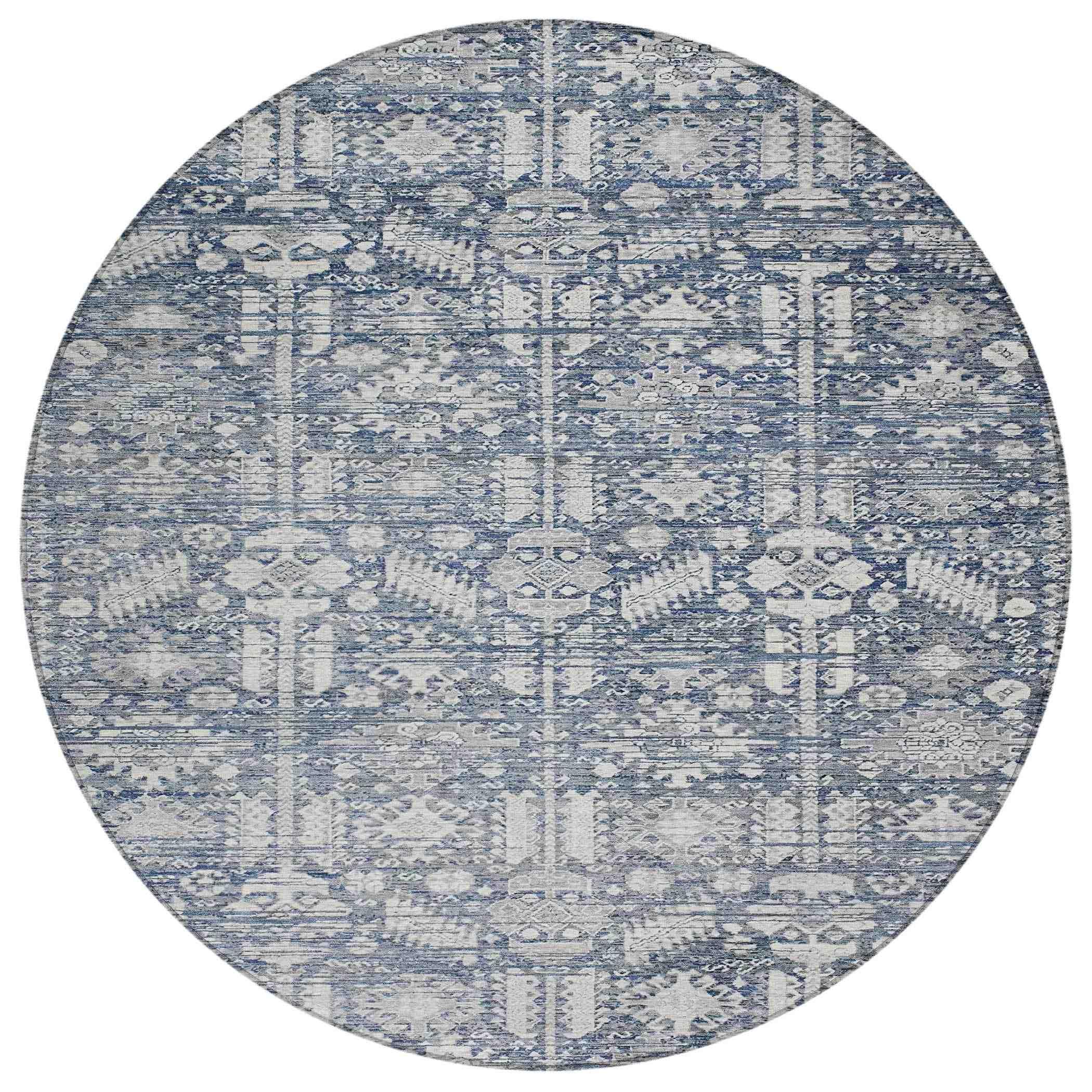 Laearis Blue Washable Indoor-Outdoor Rug