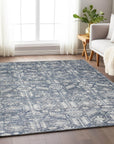 Laearis Blue Washable Indoor-Outdoor Rug