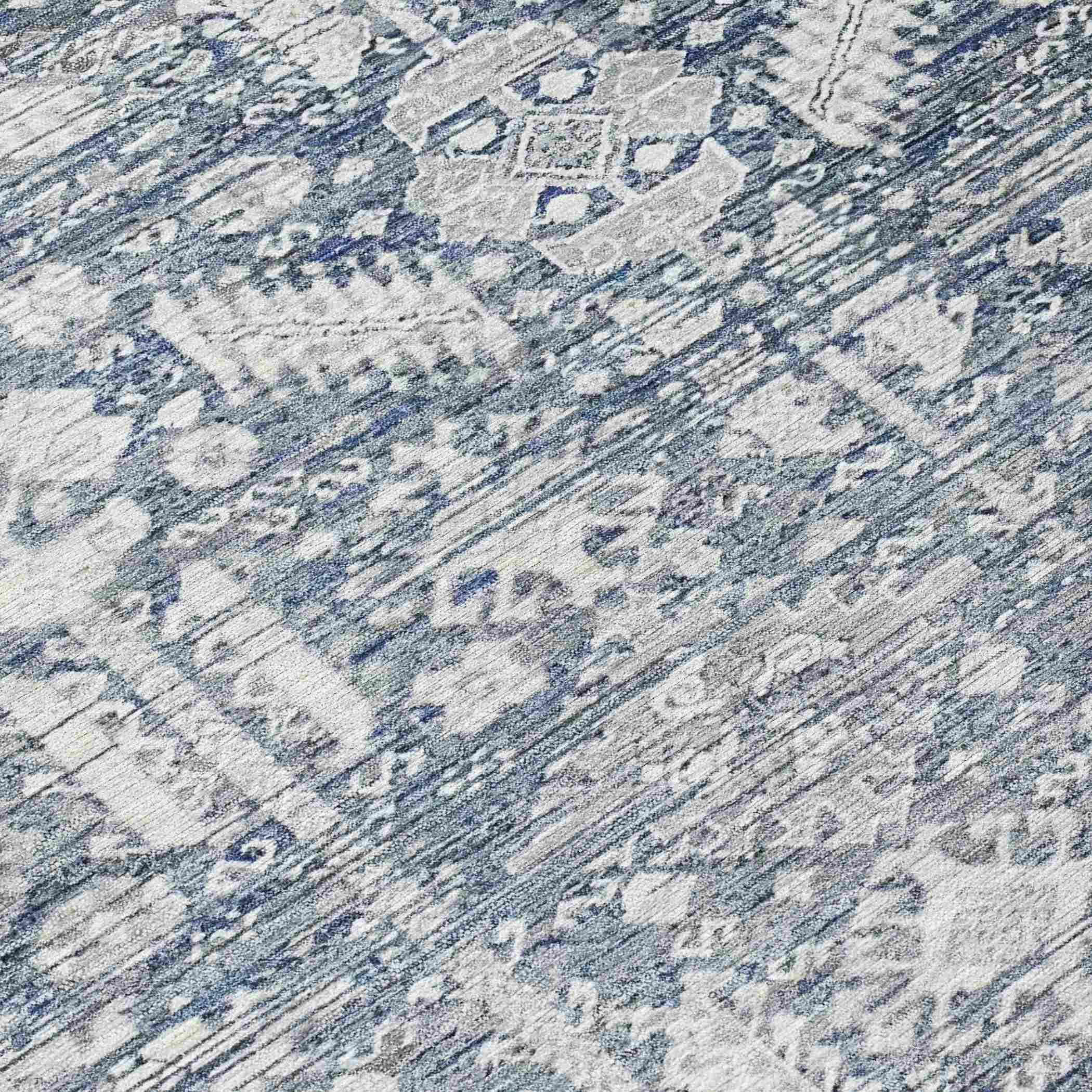 Laearis Blue Washable Indoor-Outdoor Rug