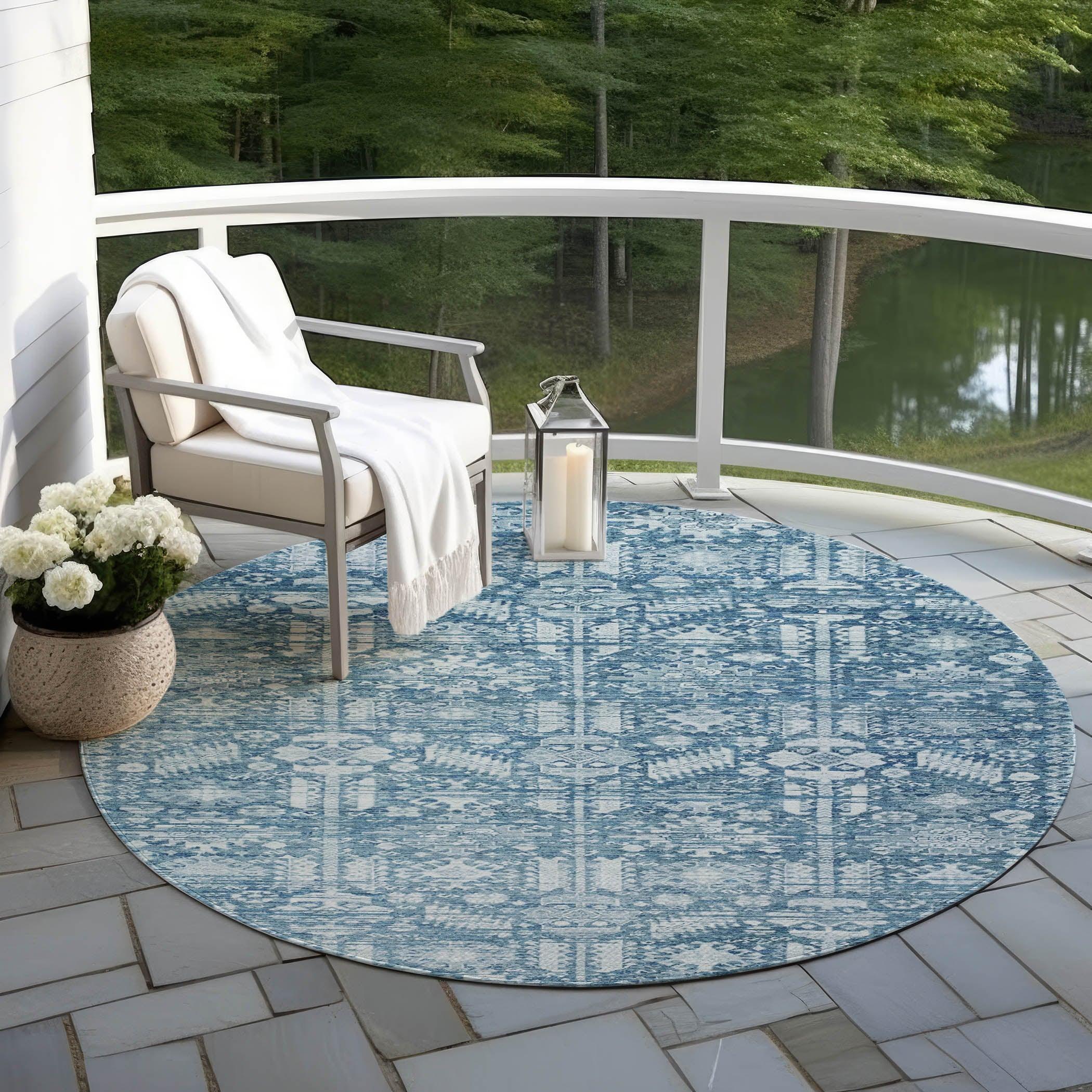 Laearis Denim Washable Indoor-Outdoor Rug