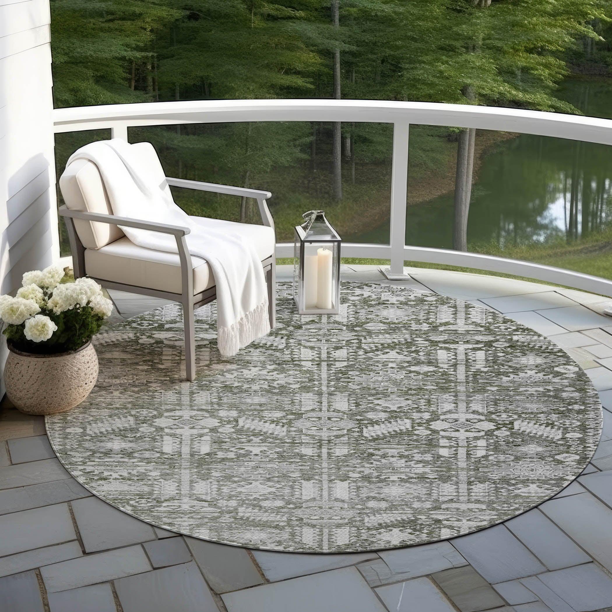 Laearis Gray Washable Indoor-Outdoor Rug