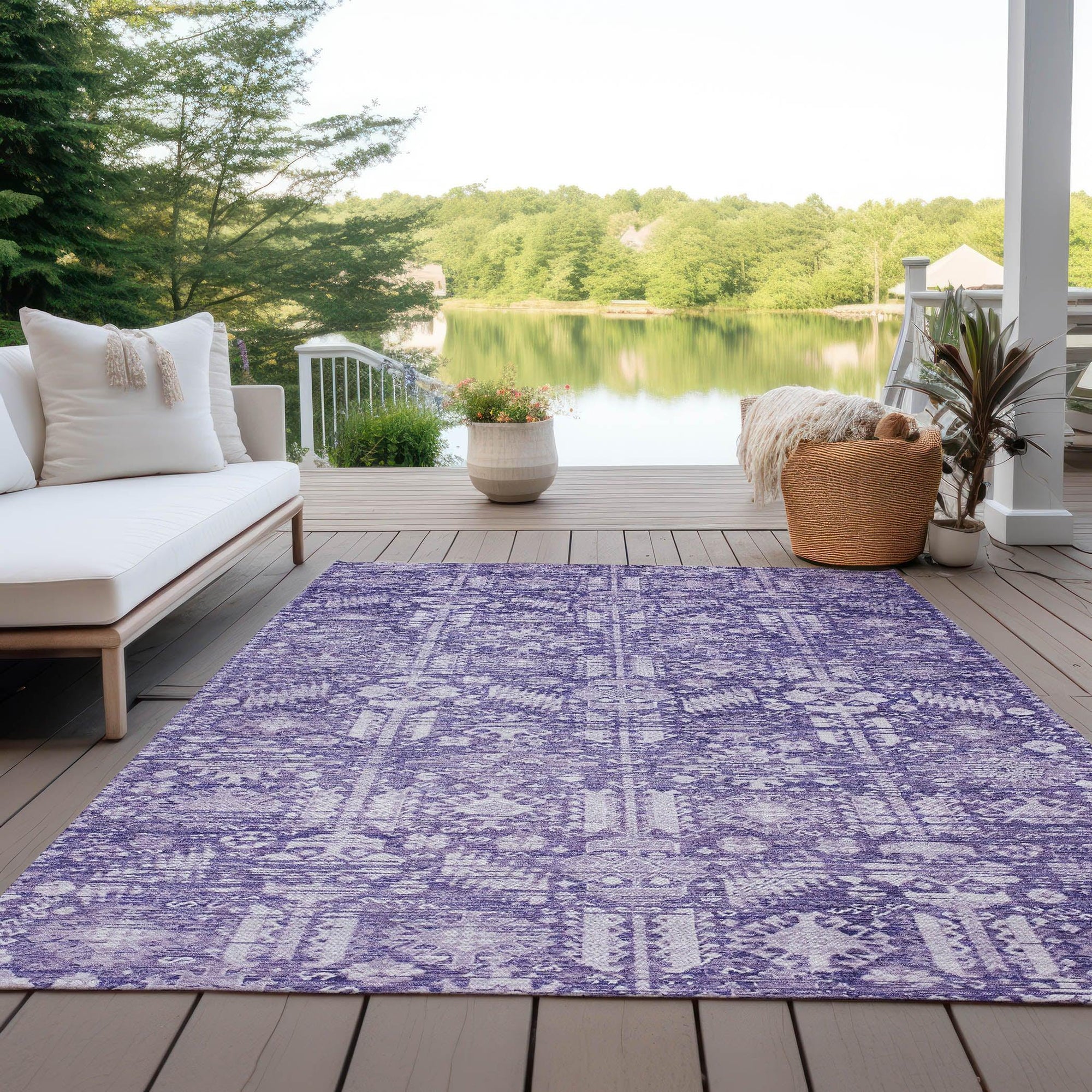 Addison Rugs Laearis Purple Washable Indoor-Outdoor Rug
