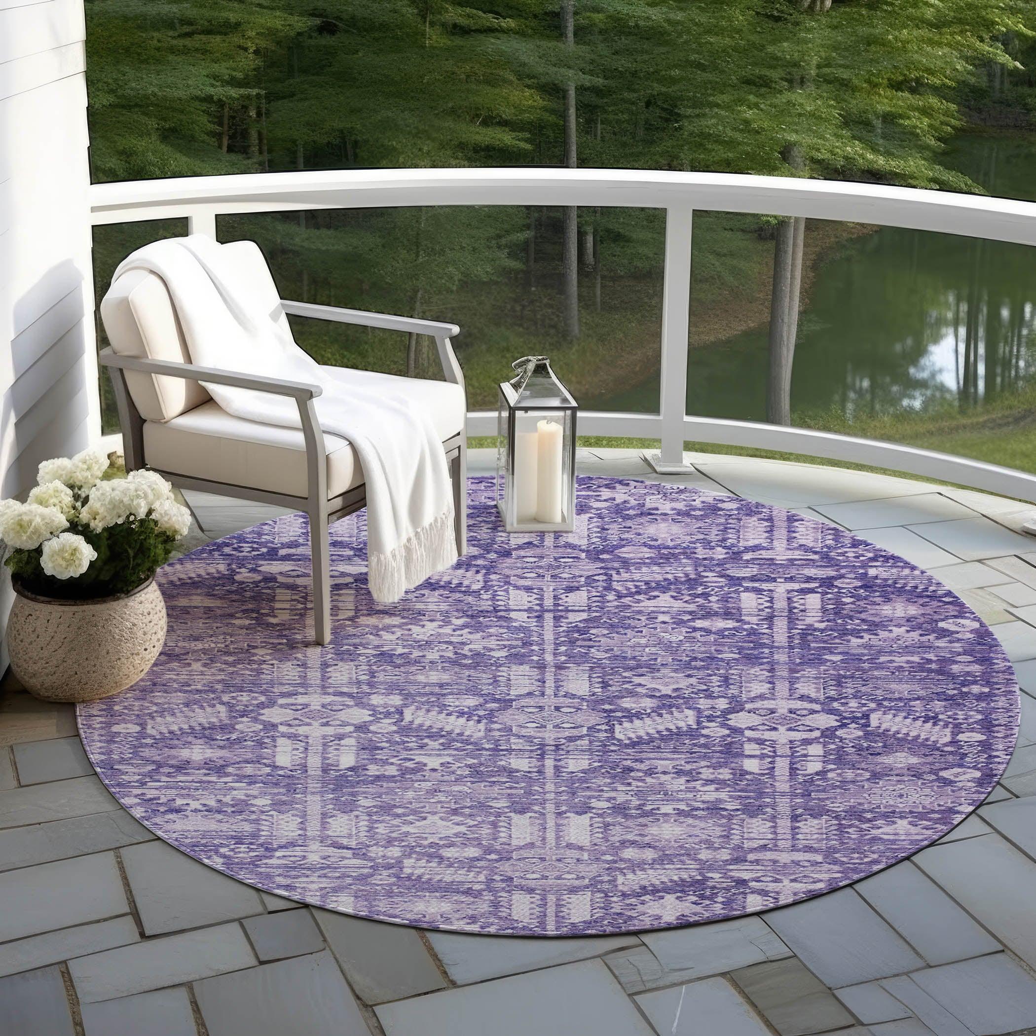 Laearis Purple Washable Indoor-Outdoor Rug