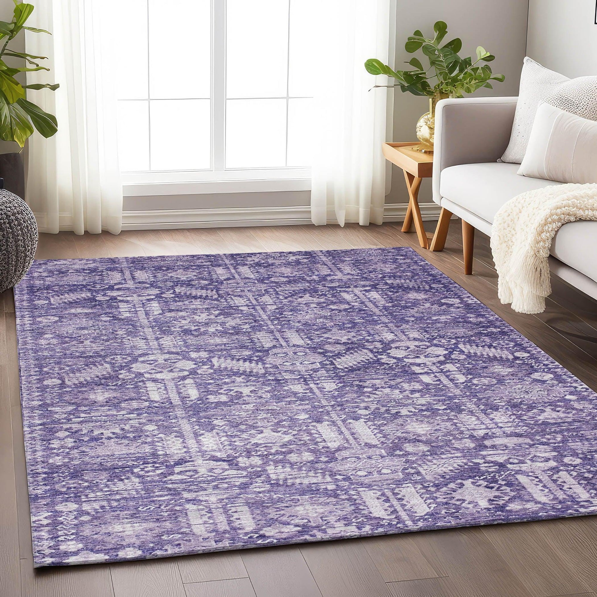 Addison Rugs Laearis Purple Washable Indoor-Outdoor Rug