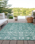 Laearis Teal Washable Indoor-Outdoor Rug