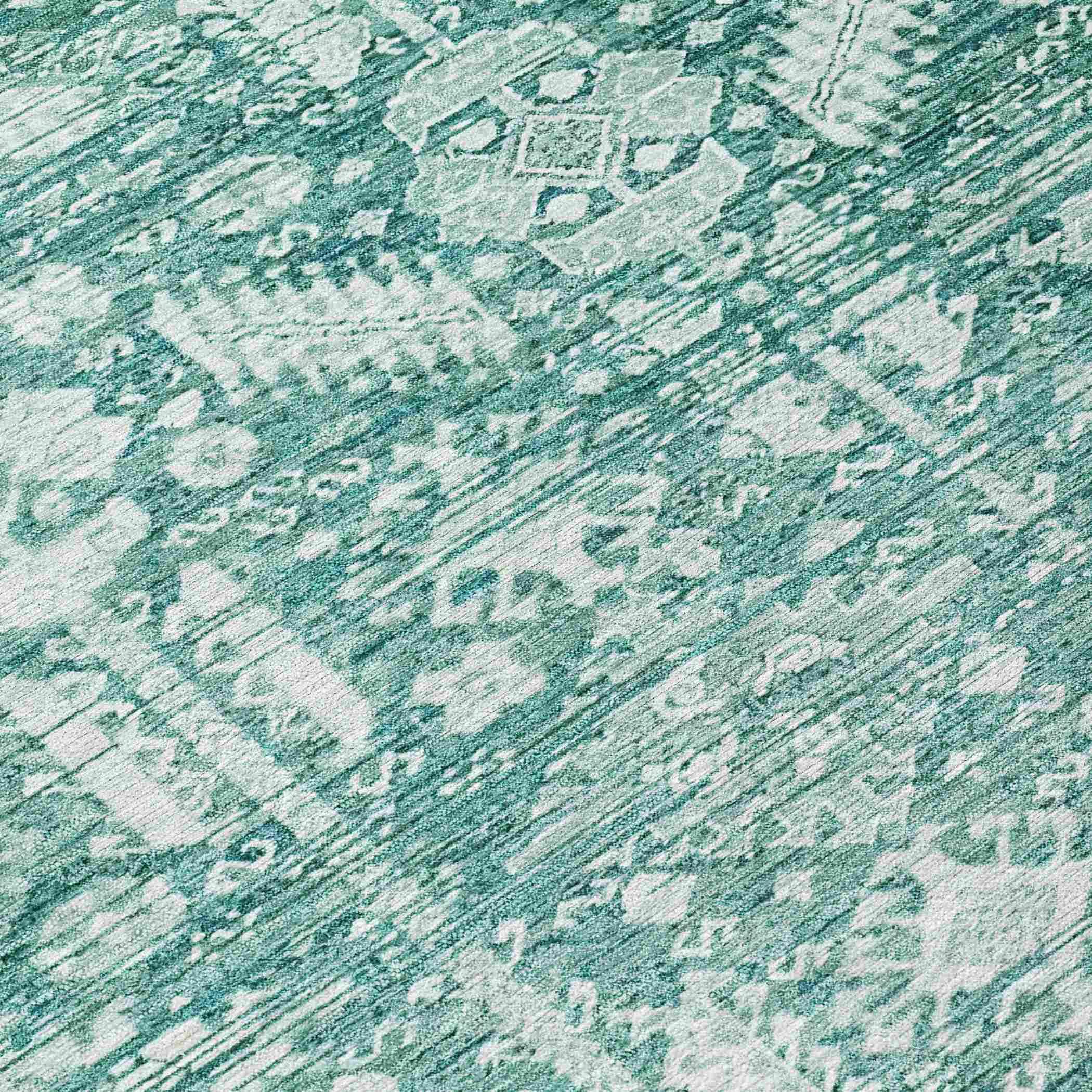 Laearis Teal Washable Indoor-Outdoor Rug
