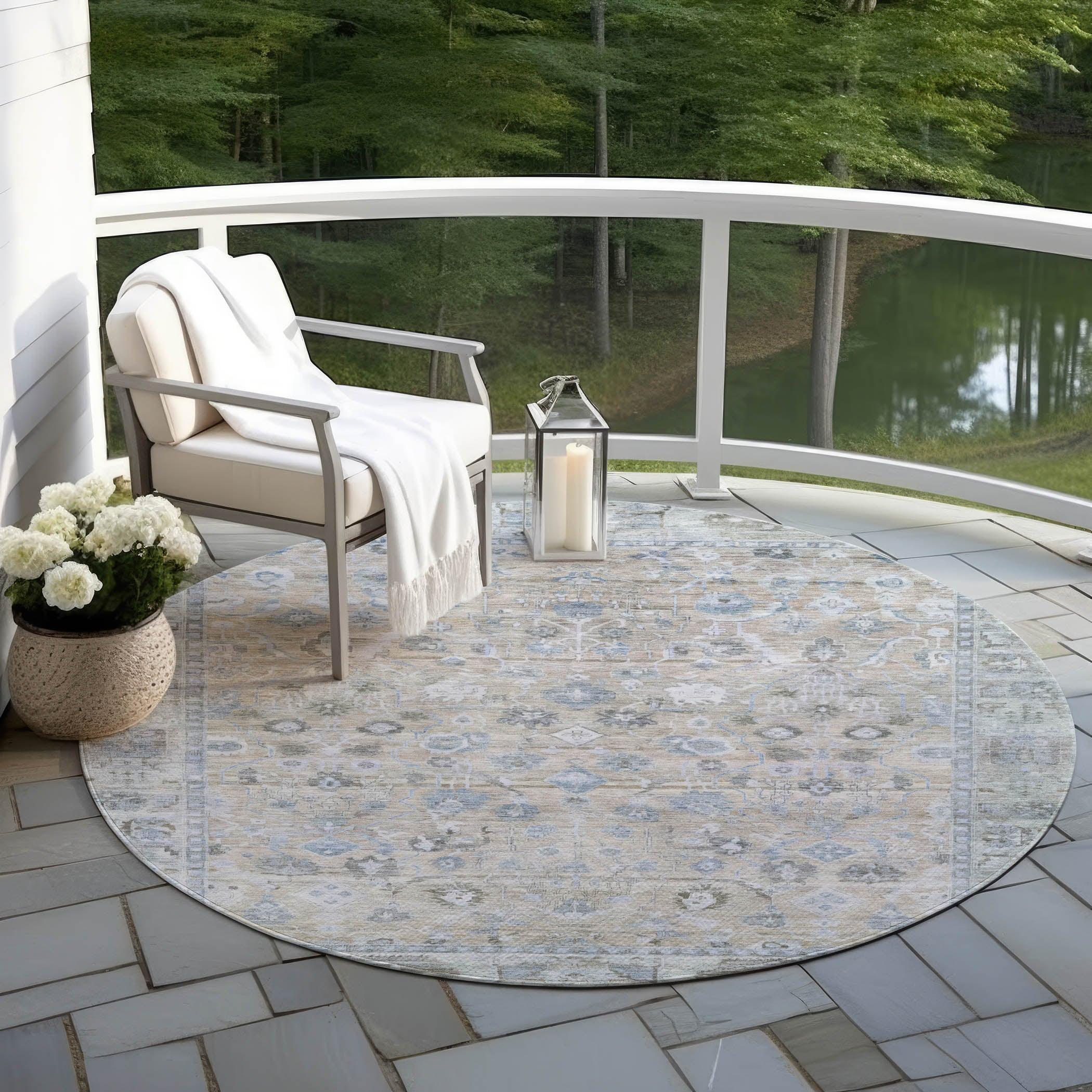 Laeel Beige Washable Indoor-Outdoor Rug