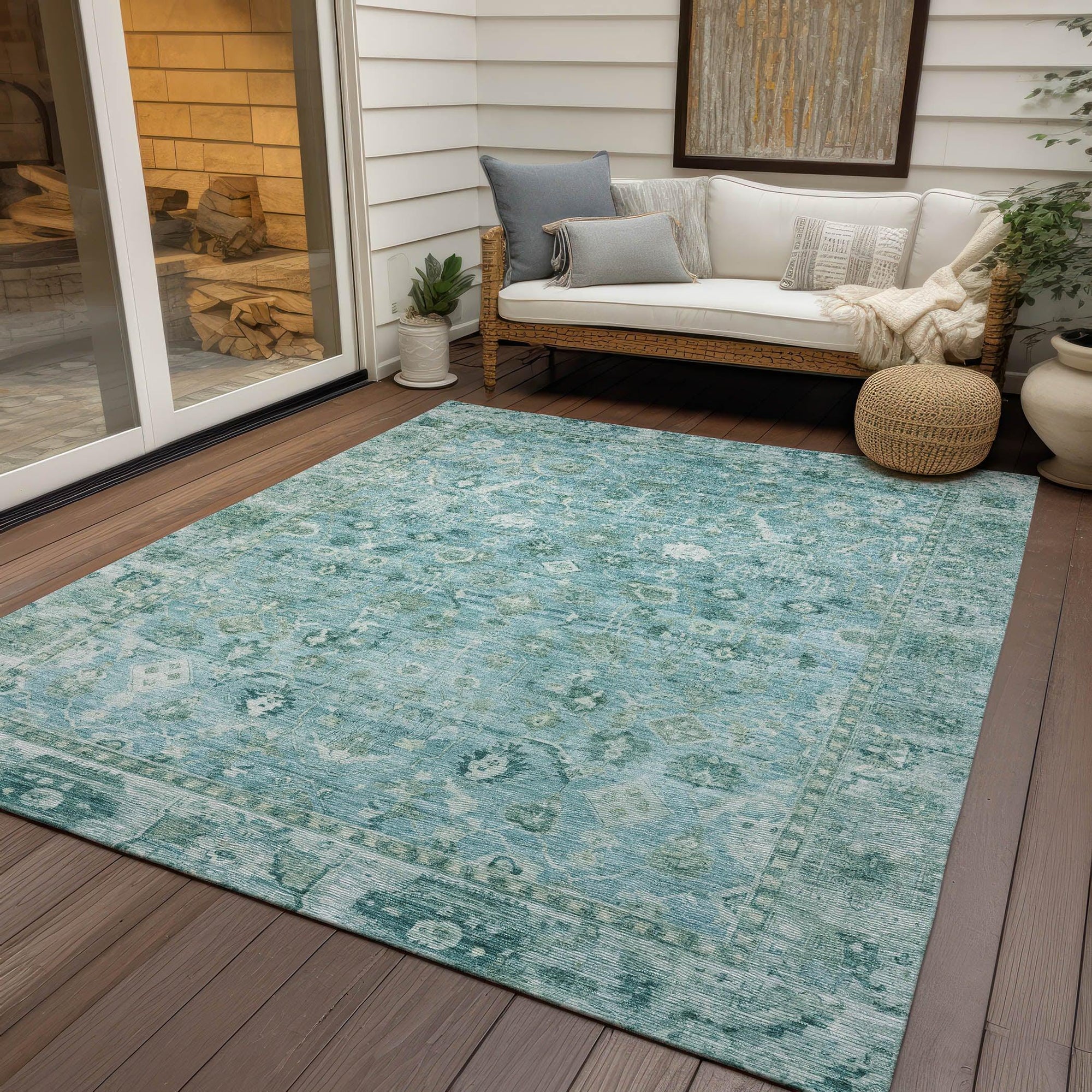 Addison Rugs Laeel Blue Washable Indoor-Outdoor Rug