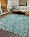 Laeel Blue Washable Indoor-Outdoor Rug