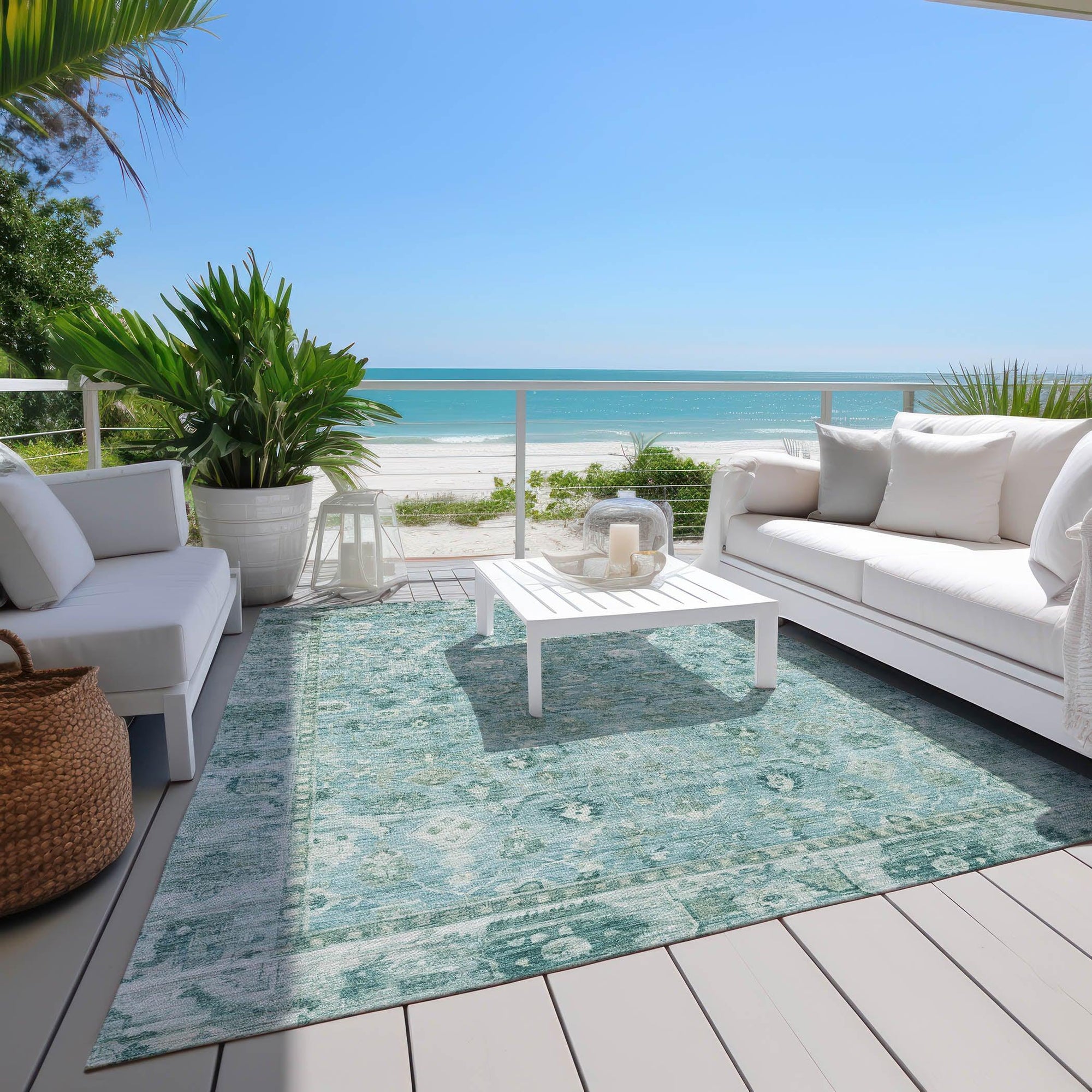 Addison Rugs Laeel Blue Washable Indoor-Outdoor Rug