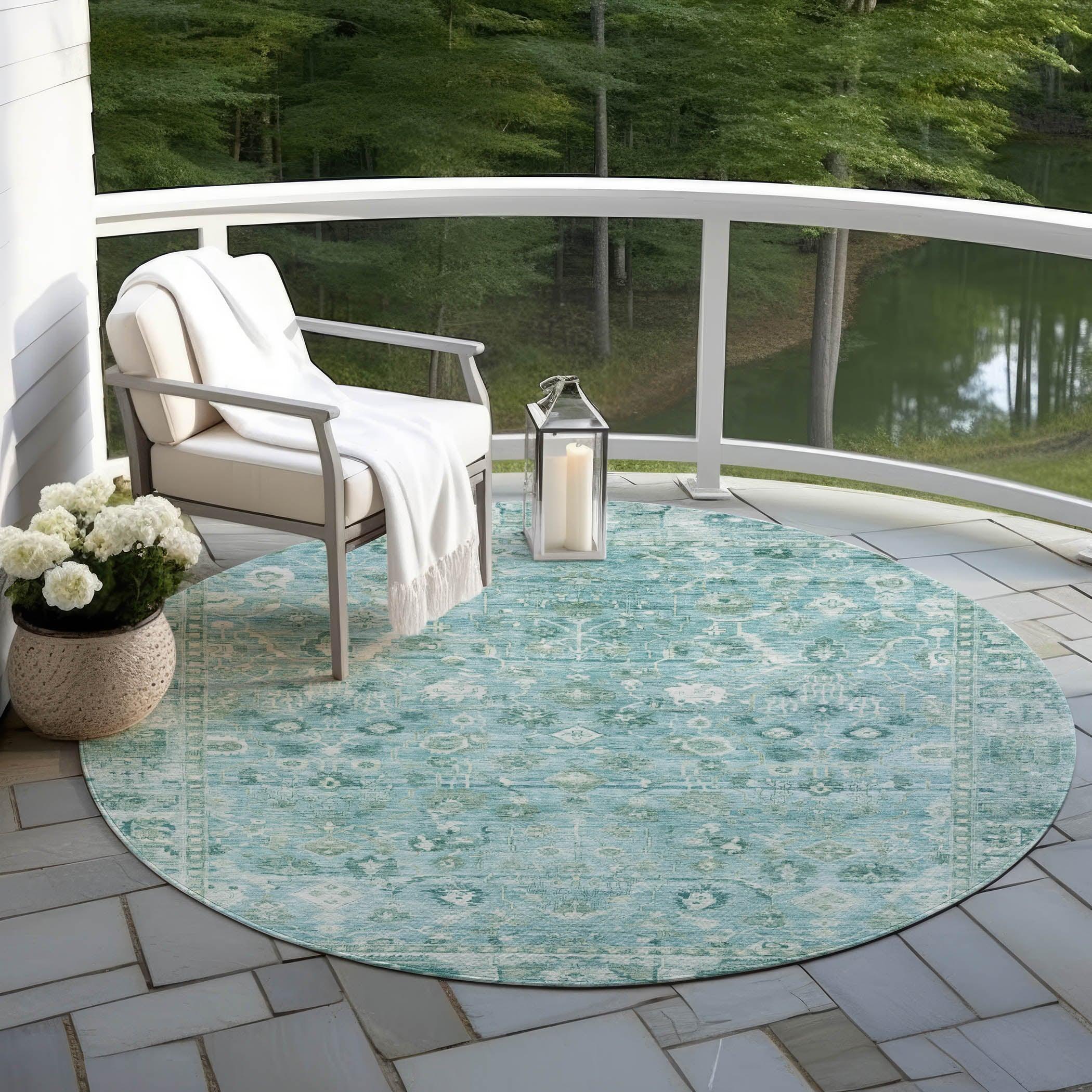Laeel Blue Washable Indoor-Outdoor Rug
