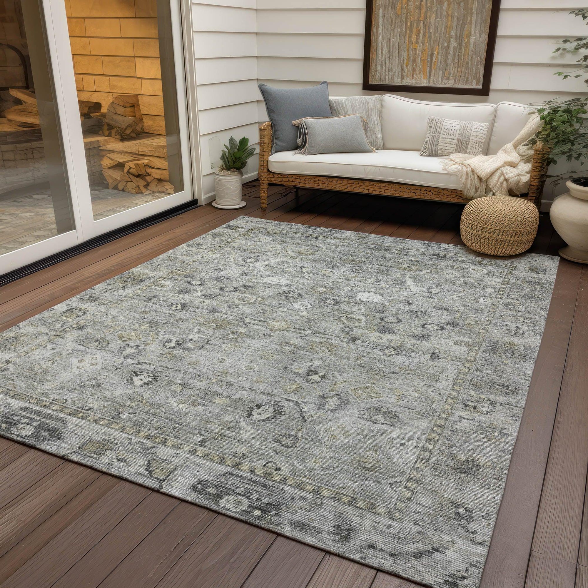 Addison Rugs Laeel Gray Washable Indoor-Outdoor Rug