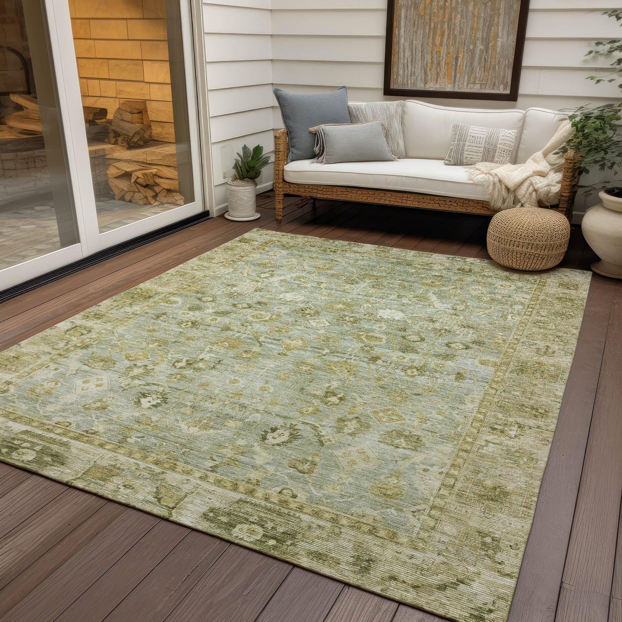 Addison Rugs Laeel Green Washable Indoor-Outdoor Rug