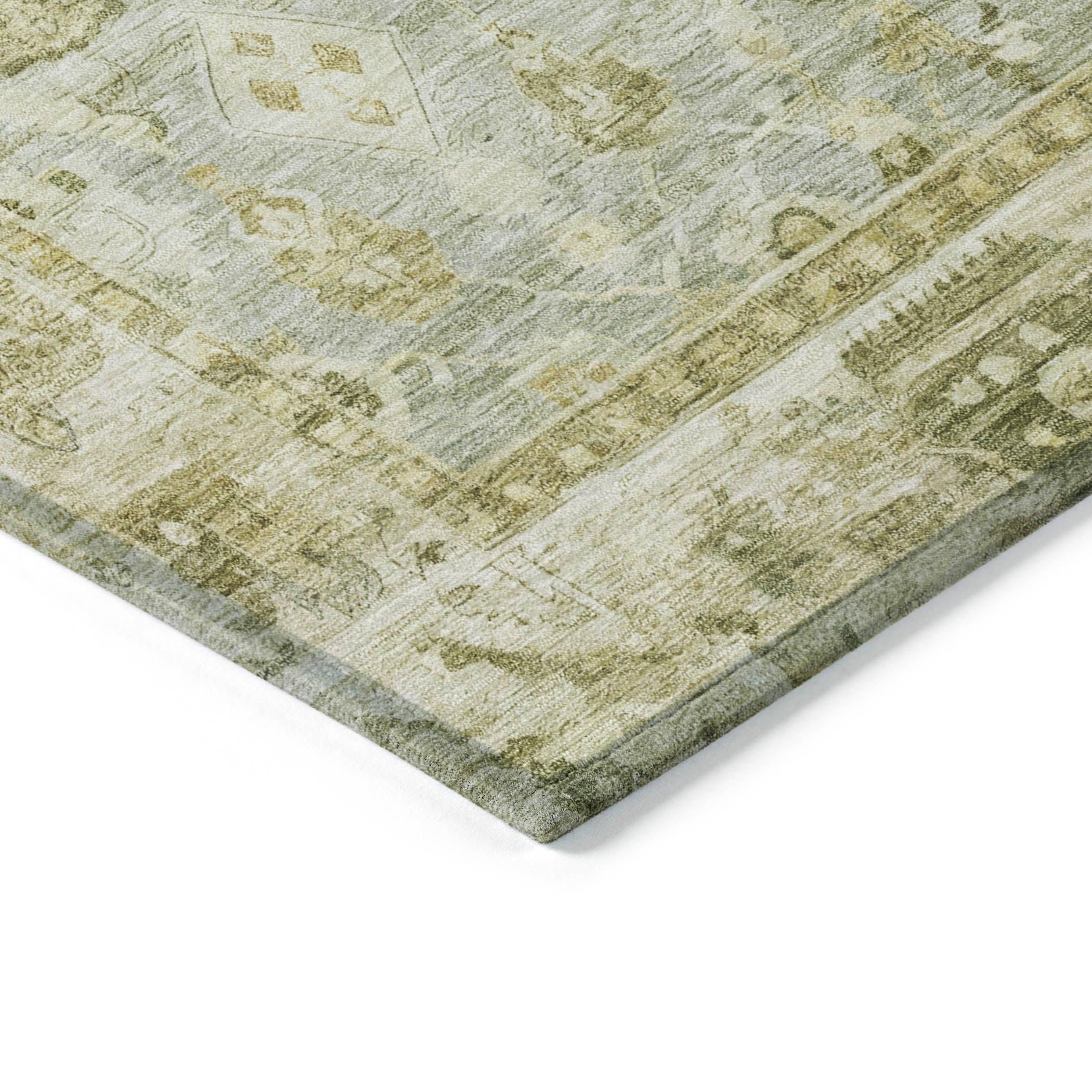 Laeel Green Washable Indoor-Outdoor Rug