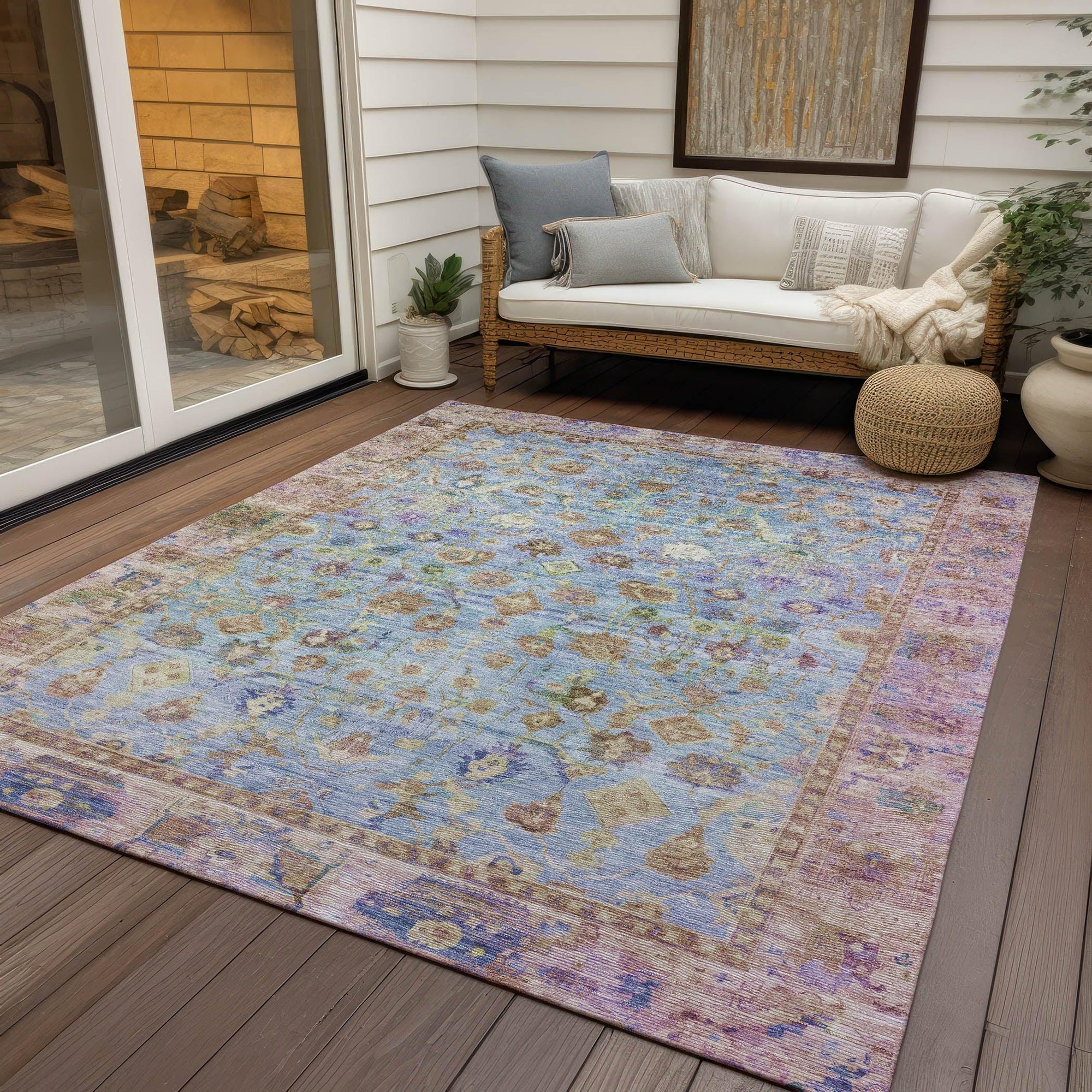 Addison Rugs Laeel Seafoam Washable Indoor-Outdoor Rug
