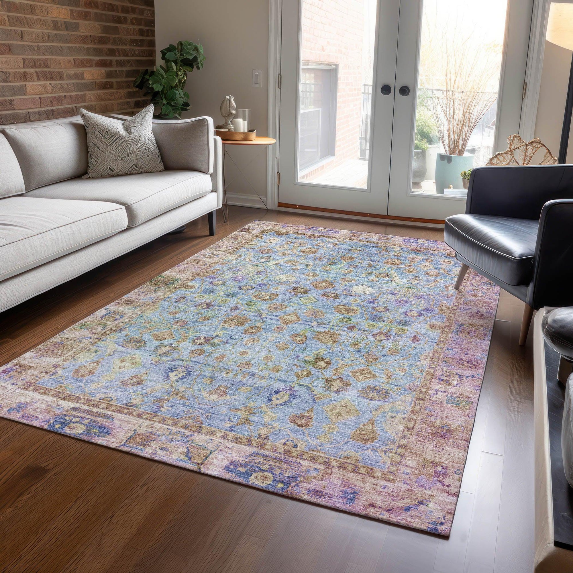 Addison Rugs Laeel Seafoam Washable Indoor-Outdoor Rug