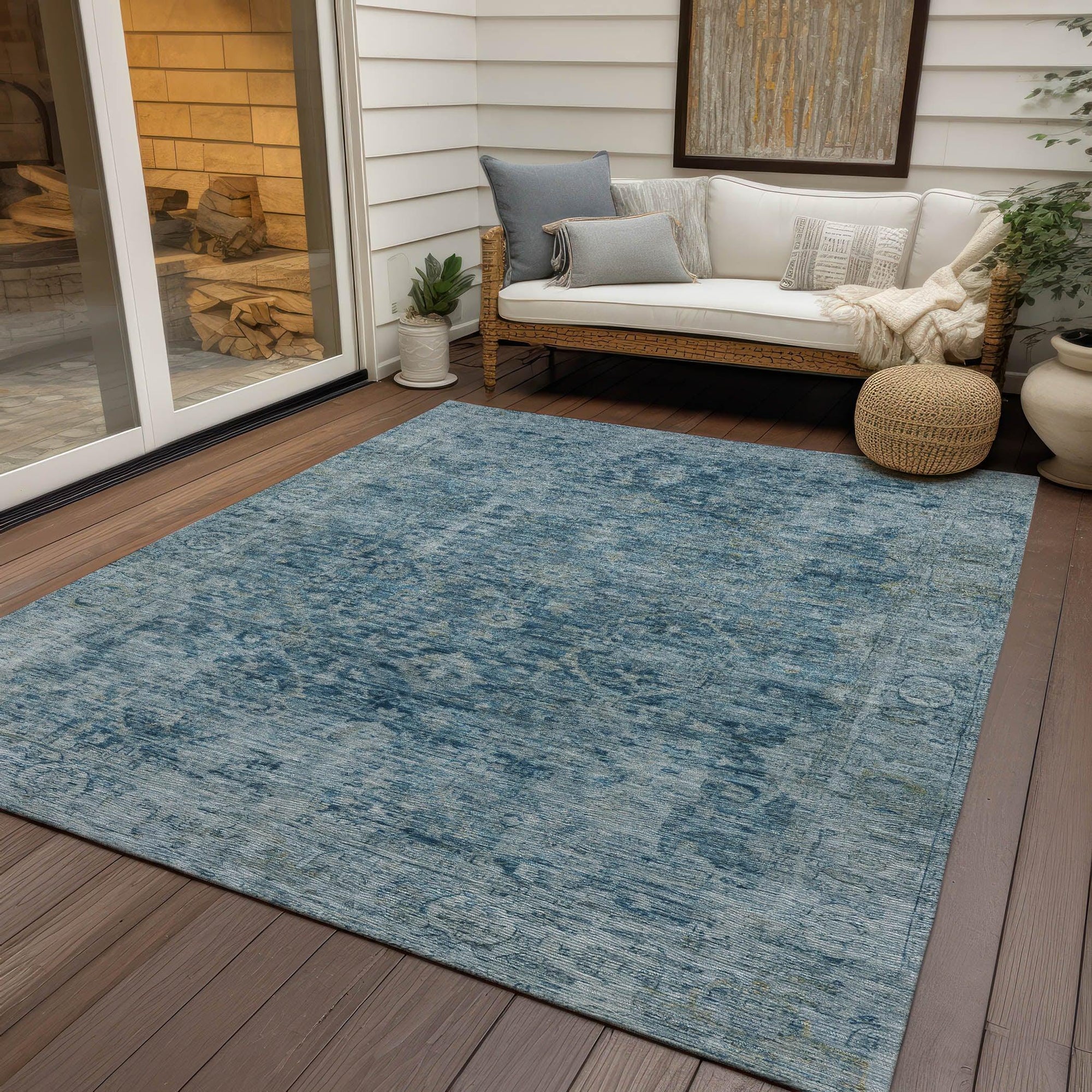 Addison Rugs Laeon Blue Washable Indoor-Outdoor Rug
