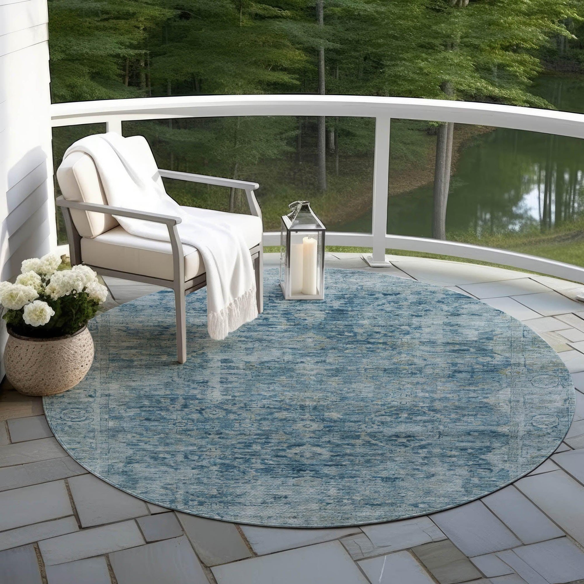 Addison Rugs Laeon Blue Washable Indoor-Outdoor Rug