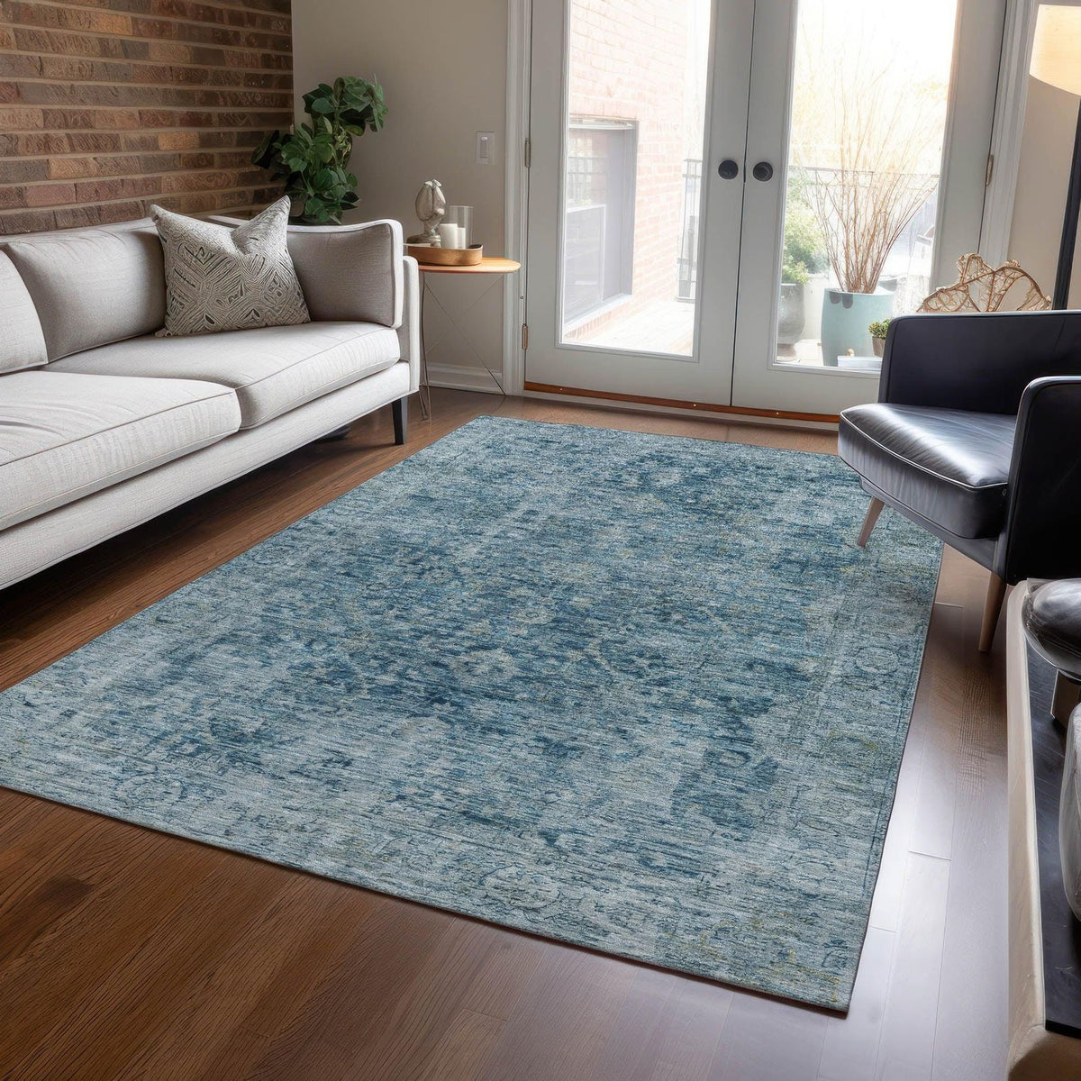 Addison Rugs Laeon Blue Washable Indoor-Outdoor Rug