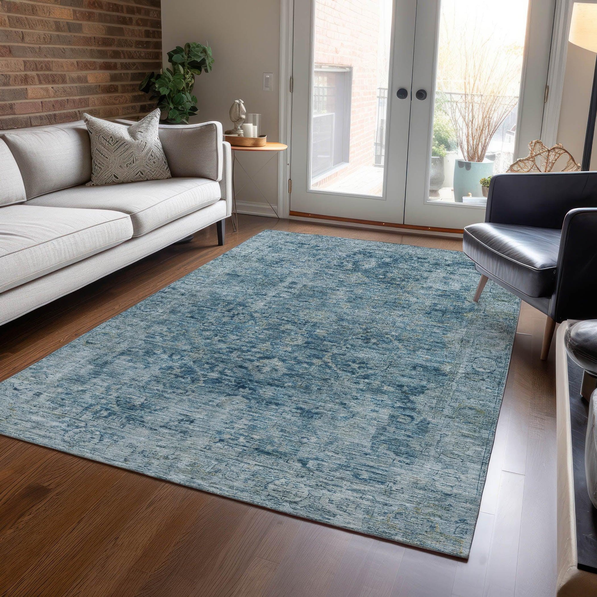 Addison Rugs Laeon Blue Washable Indoor-Outdoor Rug