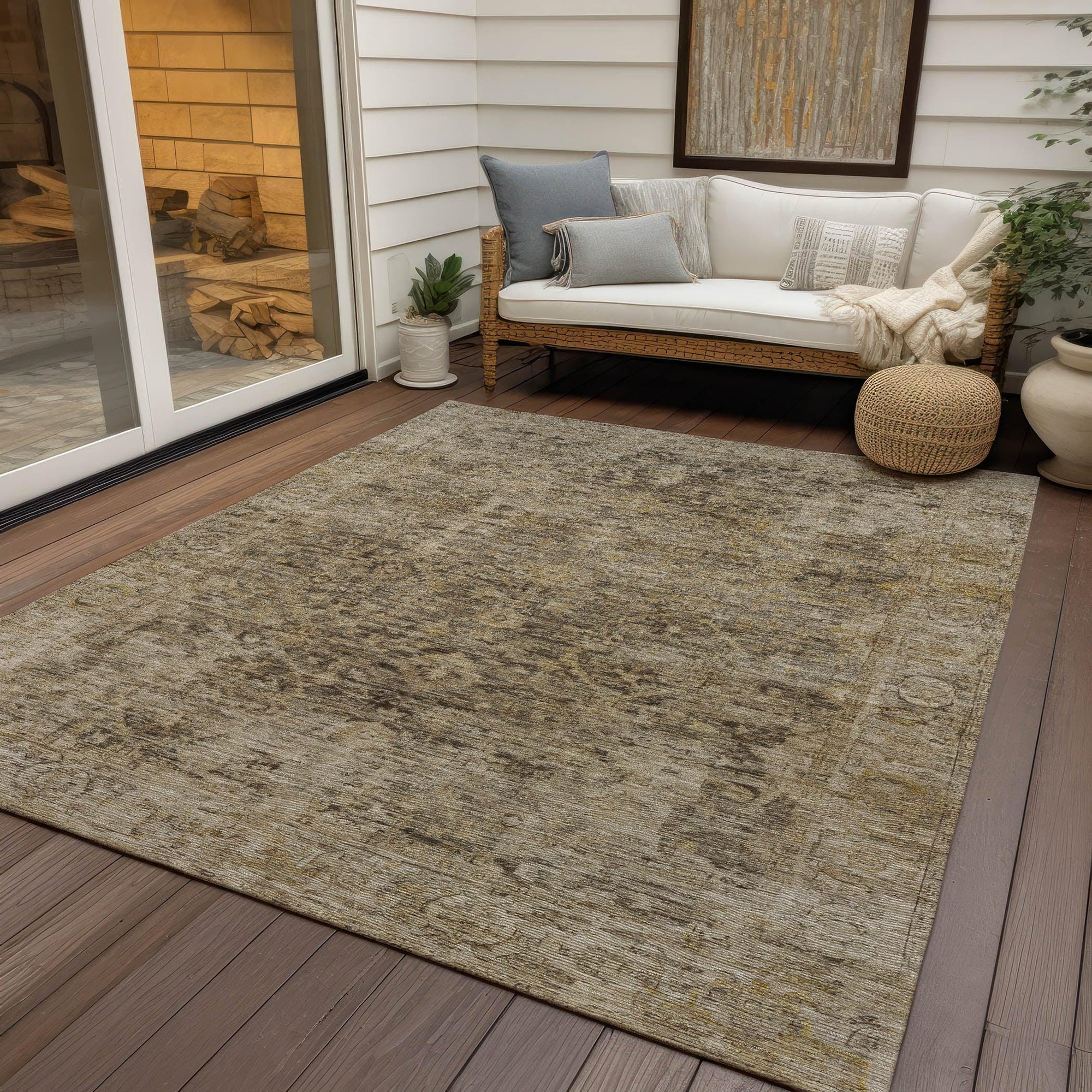 Addison Rugs Laeon Brown Washable Indoor-Outdoor Rug
