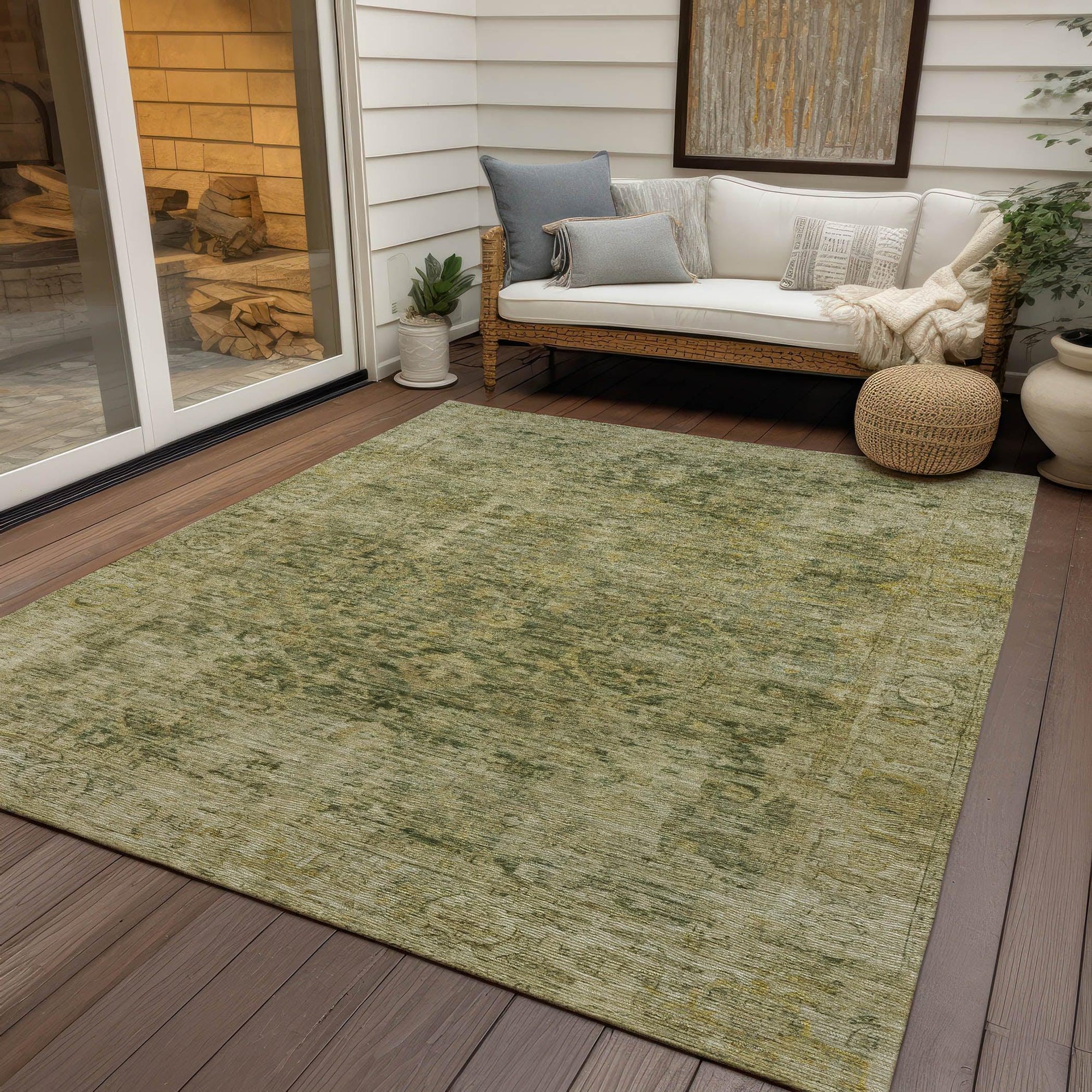 Addison Rugs Laeon Green Washable Indoor-Outdoor Rug