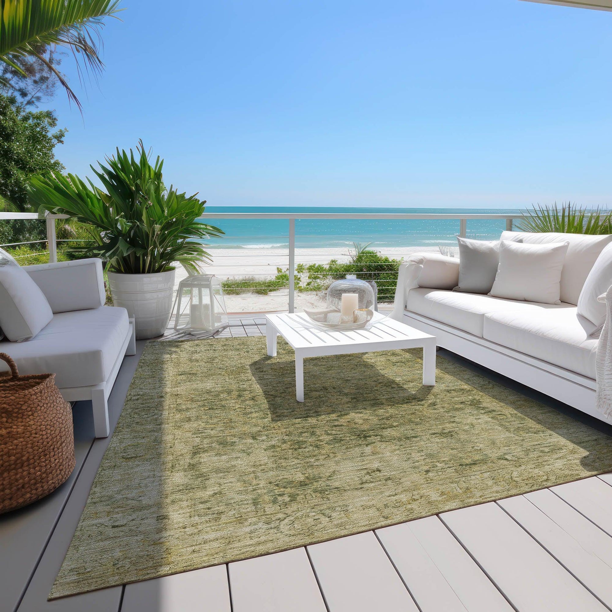 Addison Rugs Laeon Green Washable Indoor-Outdoor Rug