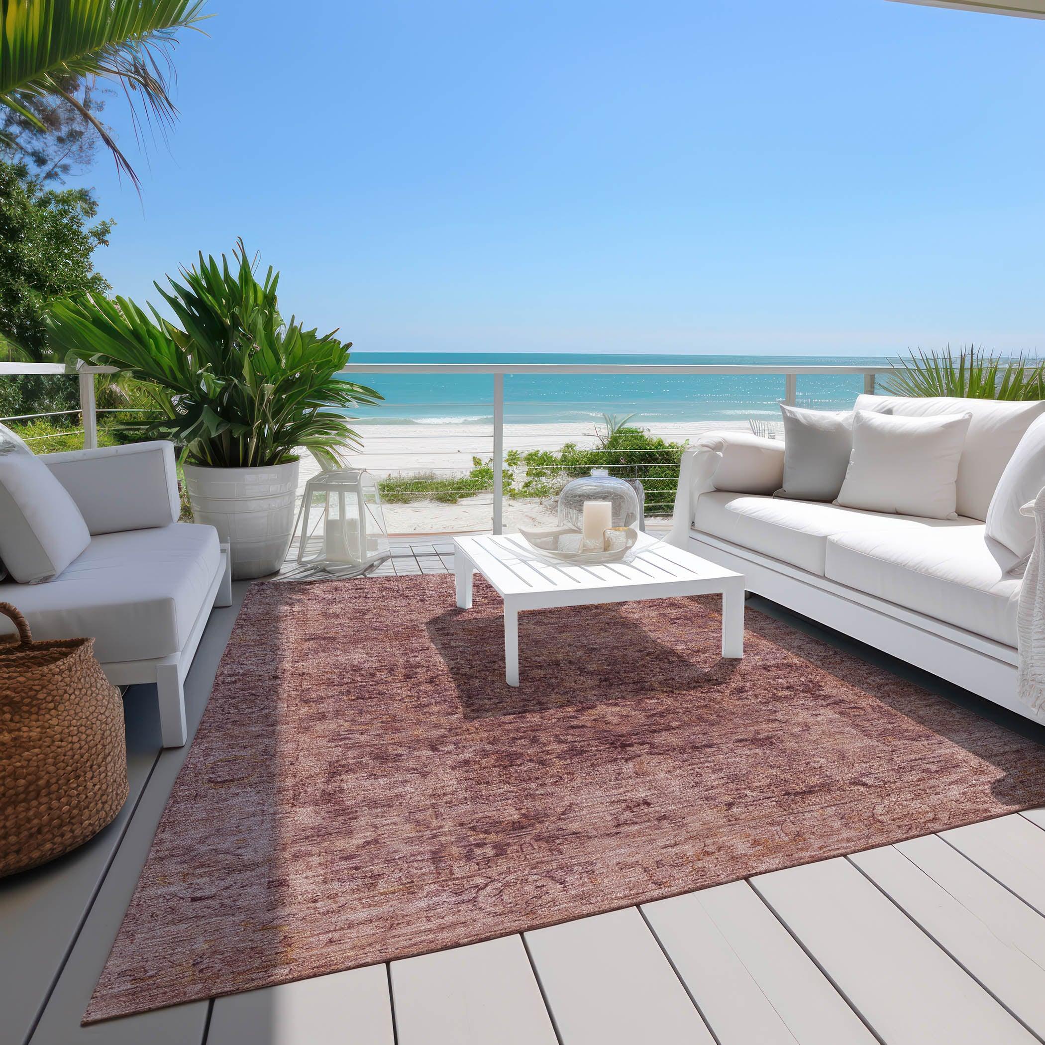 Laeon Red Washable Indoor-Outdoor Rug