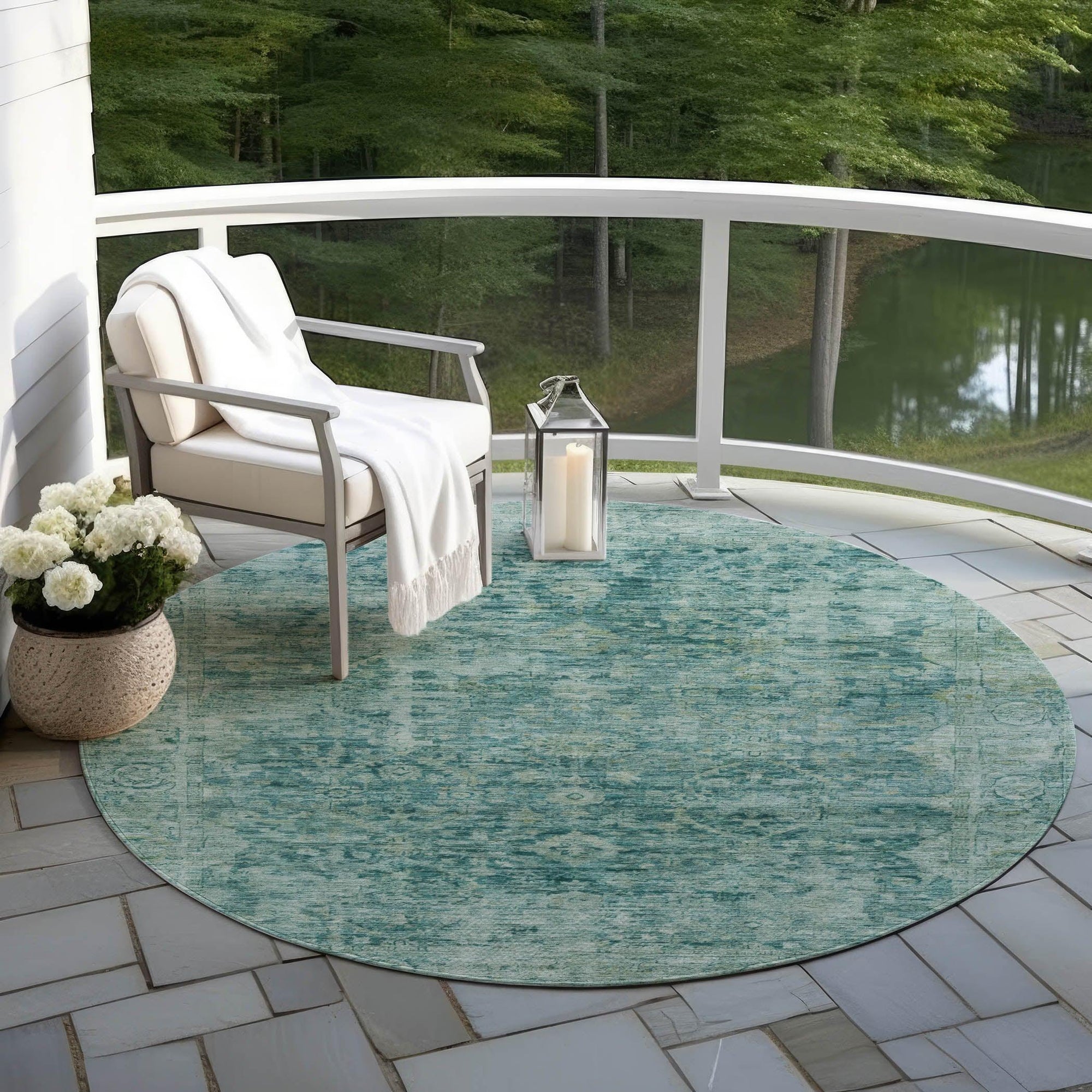 Addison Rugs Laeon Teal Washable Indoor-Outdoor Rug