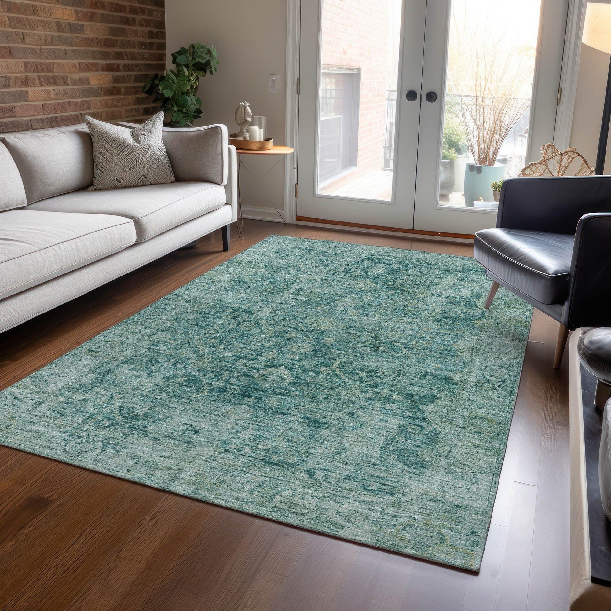 Addison Rugs Laeon Teal Washable Indoor-Outdoor Rug