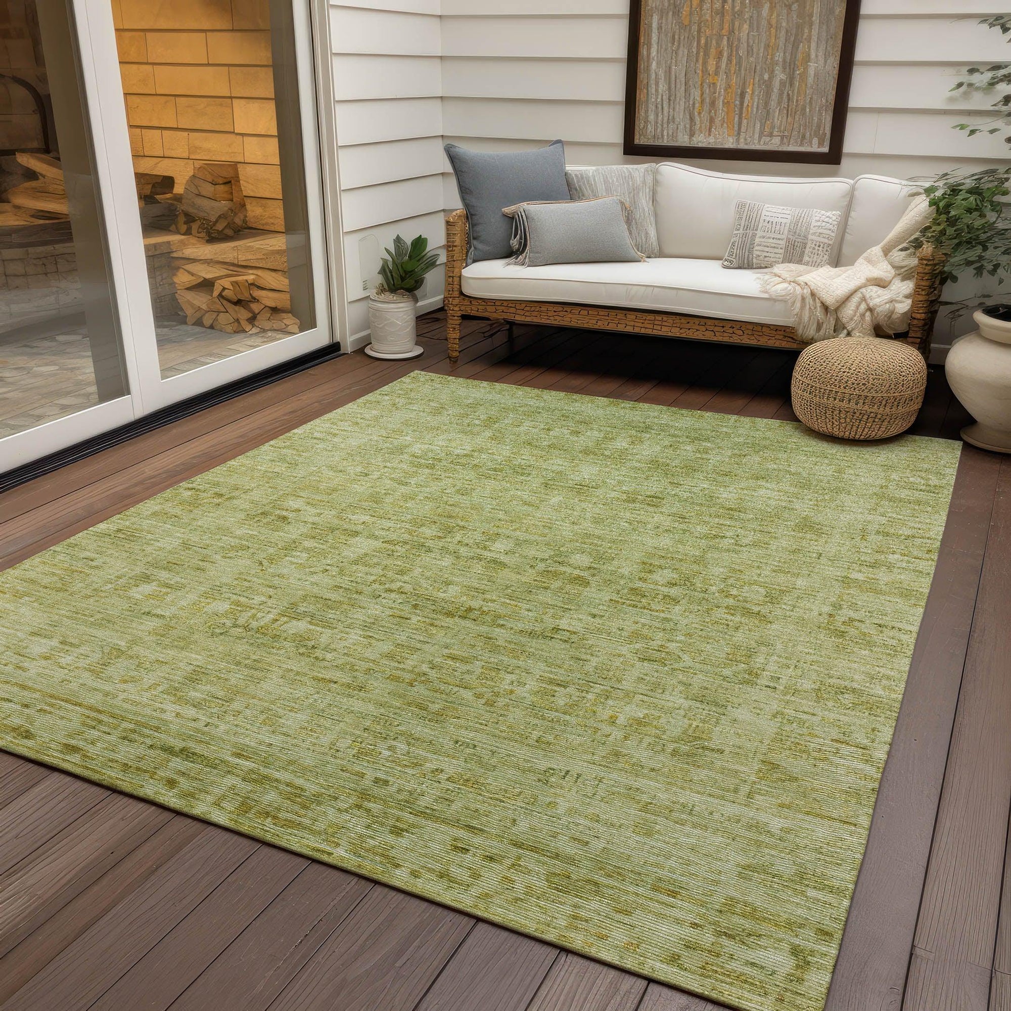 Addison Rugs Laeoril Green Washable Indoor-Outdoor Rug