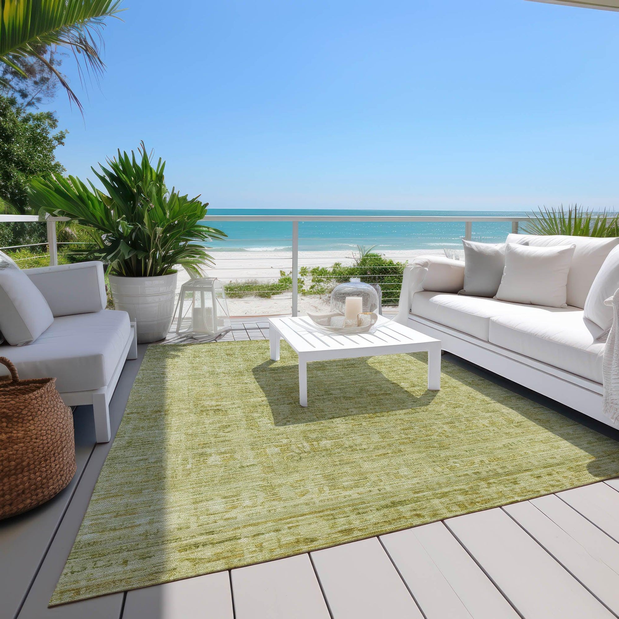 Addison Rugs Laeoril Green Washable Indoor-Outdoor Rug