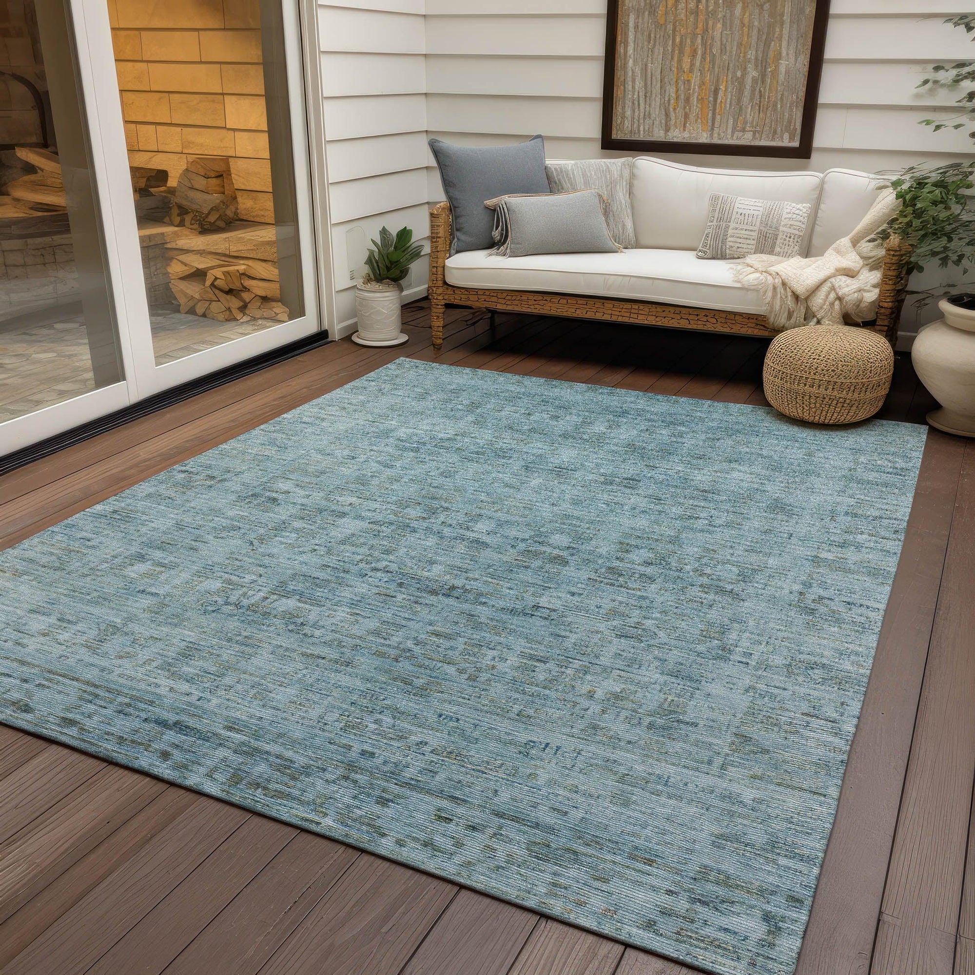Addison Rugs Laeoril Blue Washable Indoor-Outdoor Rug