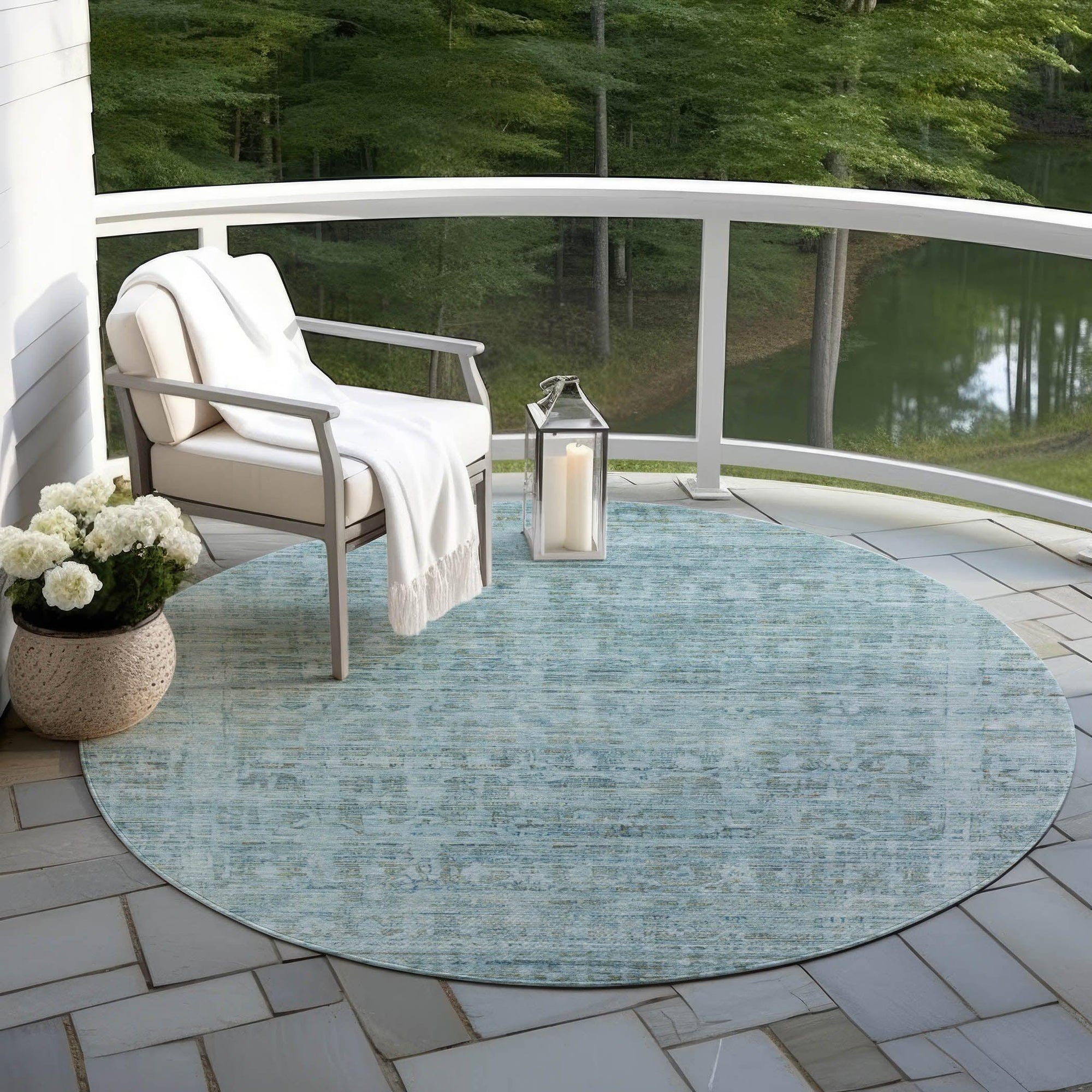 Addison Rugs Laeoril Blue Washable Indoor-Outdoor Rug