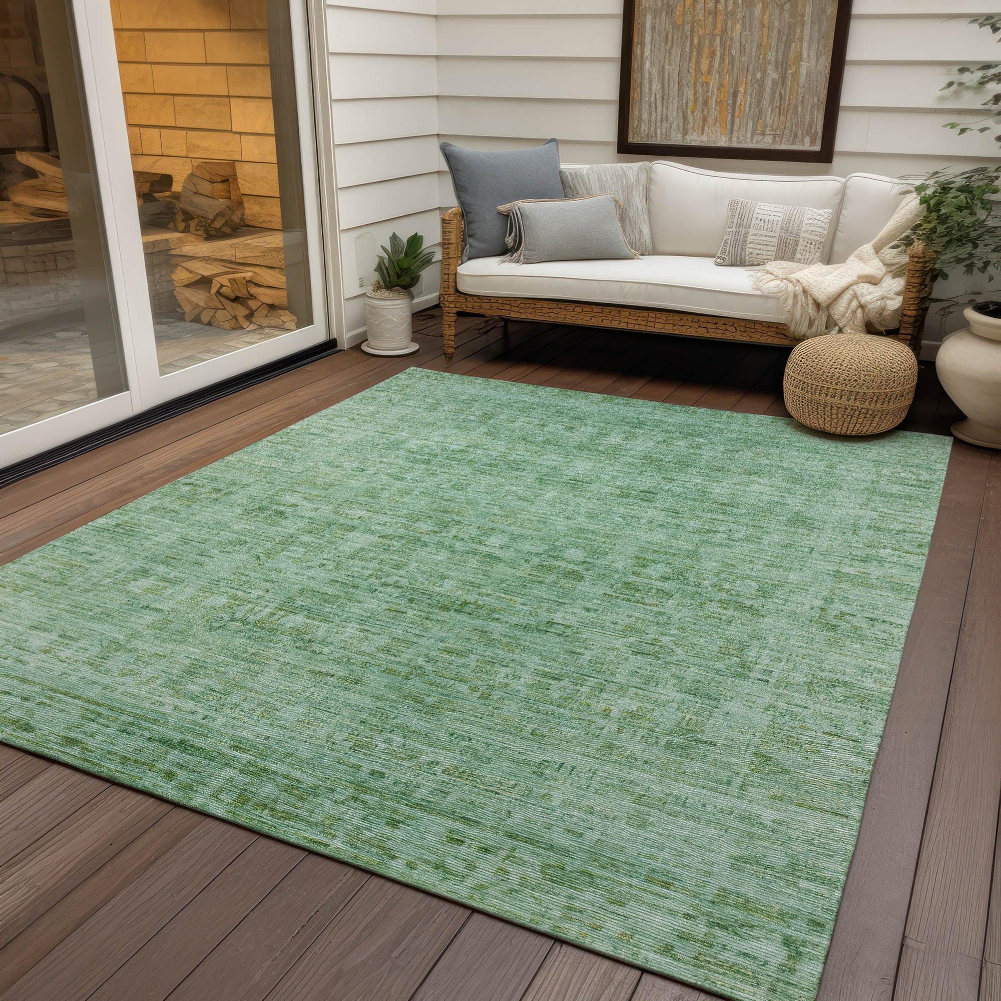 Addison Rugs Laeoril Teal Washable Indoor-Outdoor Rug