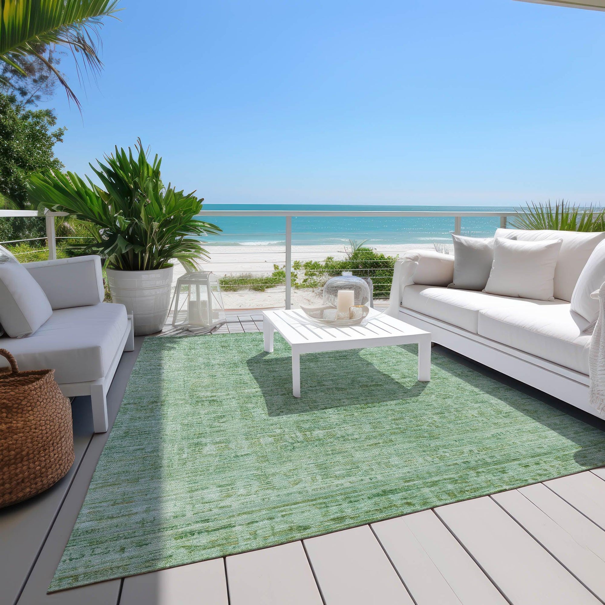 Addison Rugs Laeoril Teal Washable Indoor-Outdoor Rug