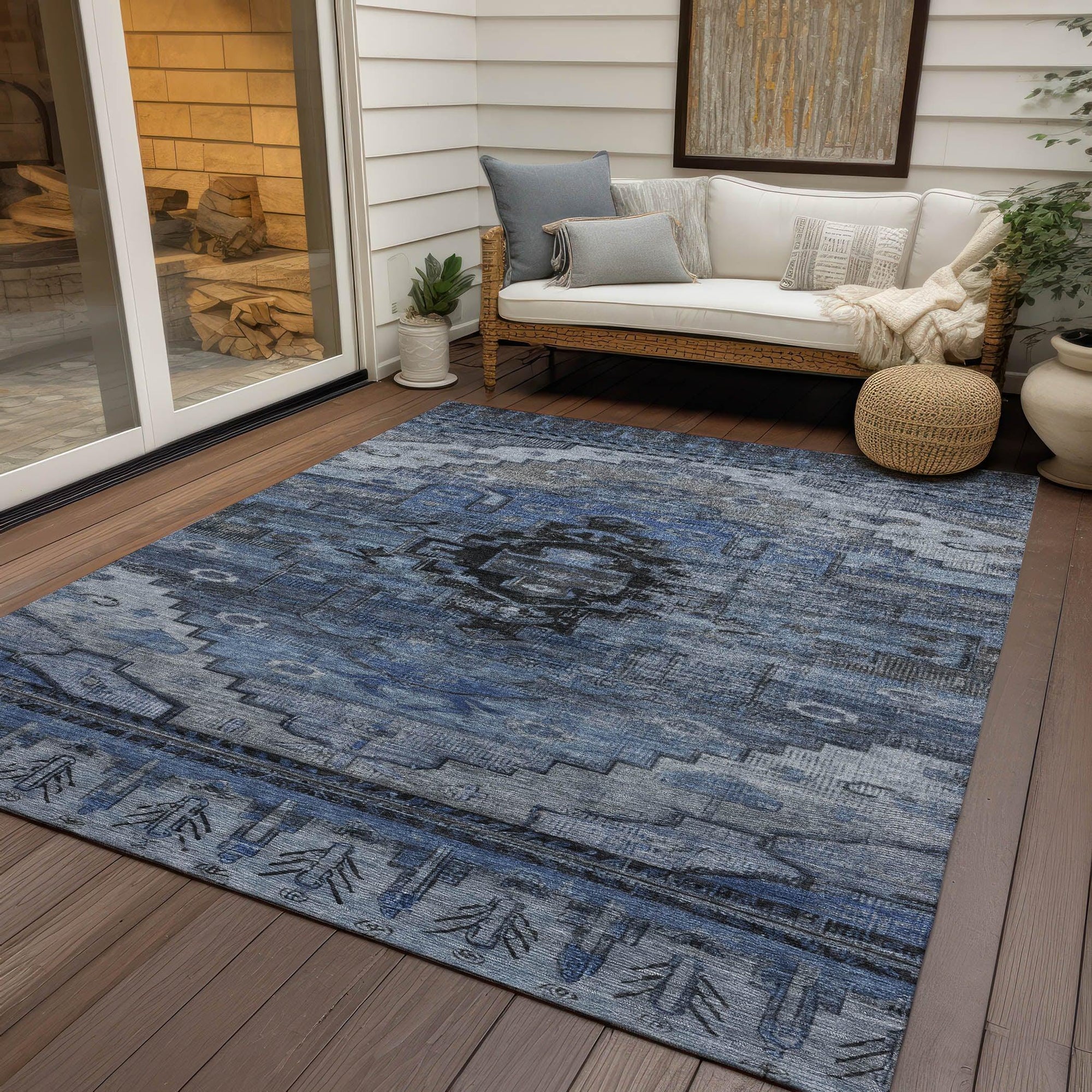 Addison Rugs Maeain Blue Washable Indoor-Outdoor Rug